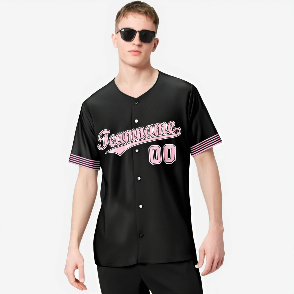 Custom Black Light Pink-White Classic Style Authentic Baseball Jersey