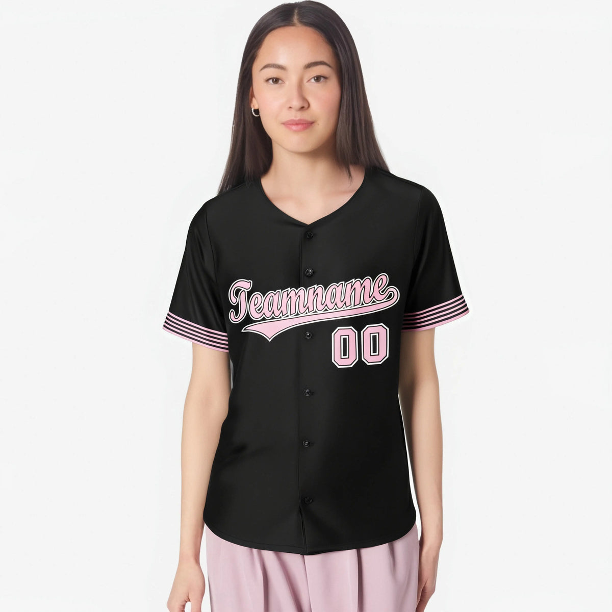 Custom Black Light Pink-White Classic Style Authentic Baseball Jersey