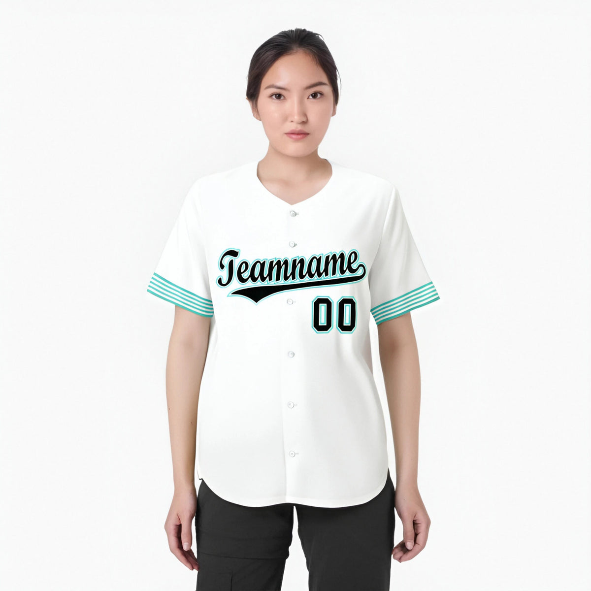 Custom White Black-Aqua Classic Style Authentic Baseball Jersey