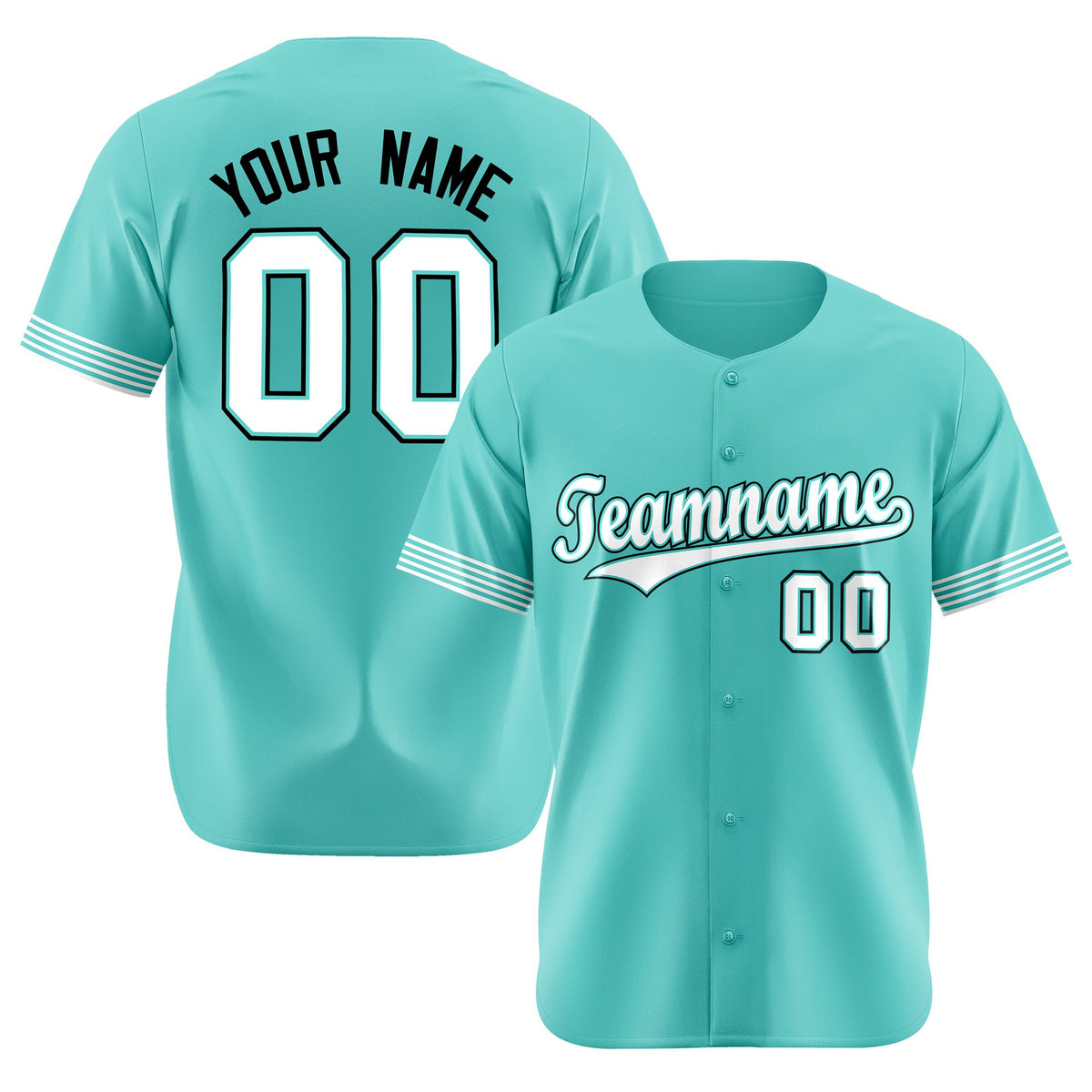 Custom Aqua White-Black Classic Style Authentic Baseball Jersey