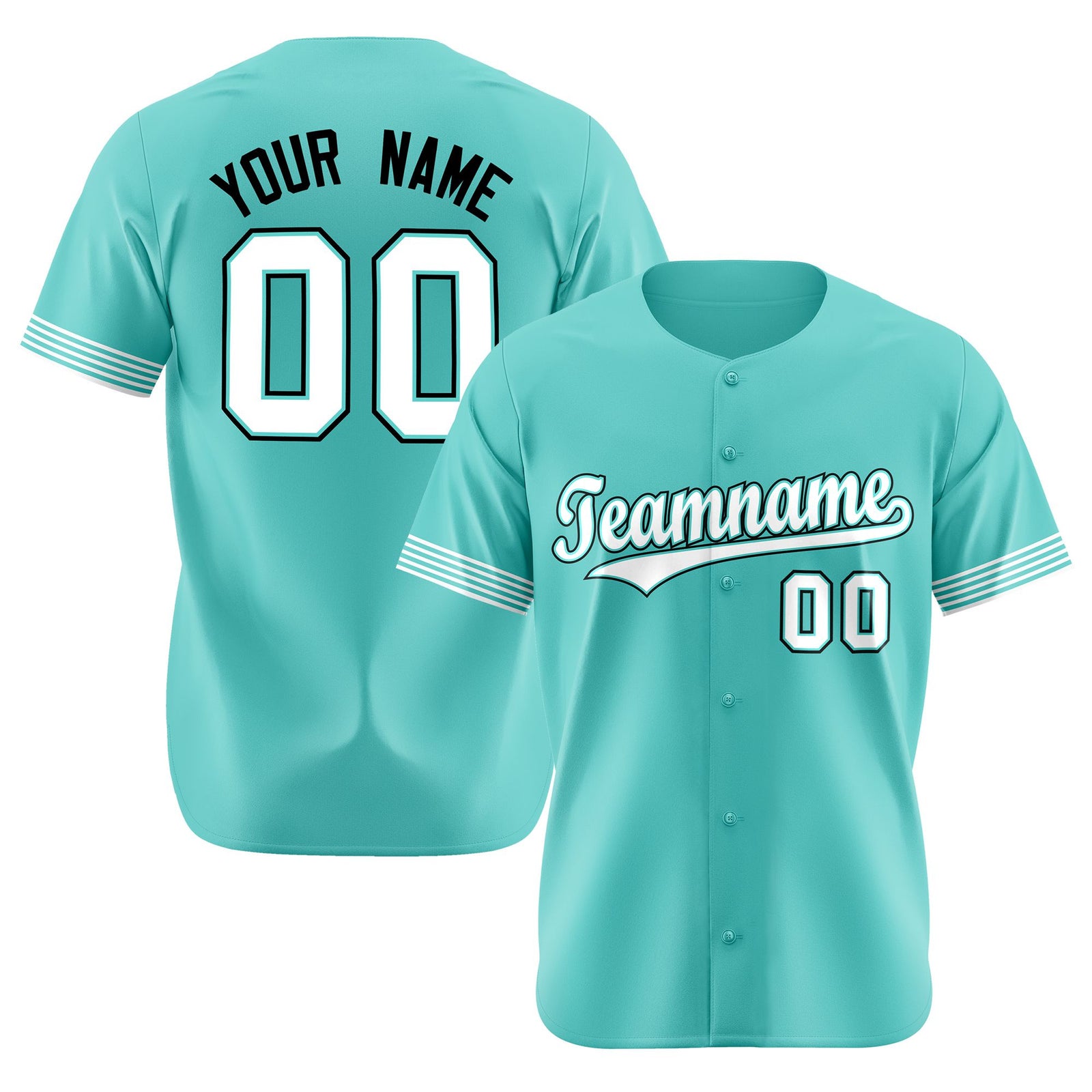 Custom Aqua White-Black Classic Style Authentic Baseball Jersey