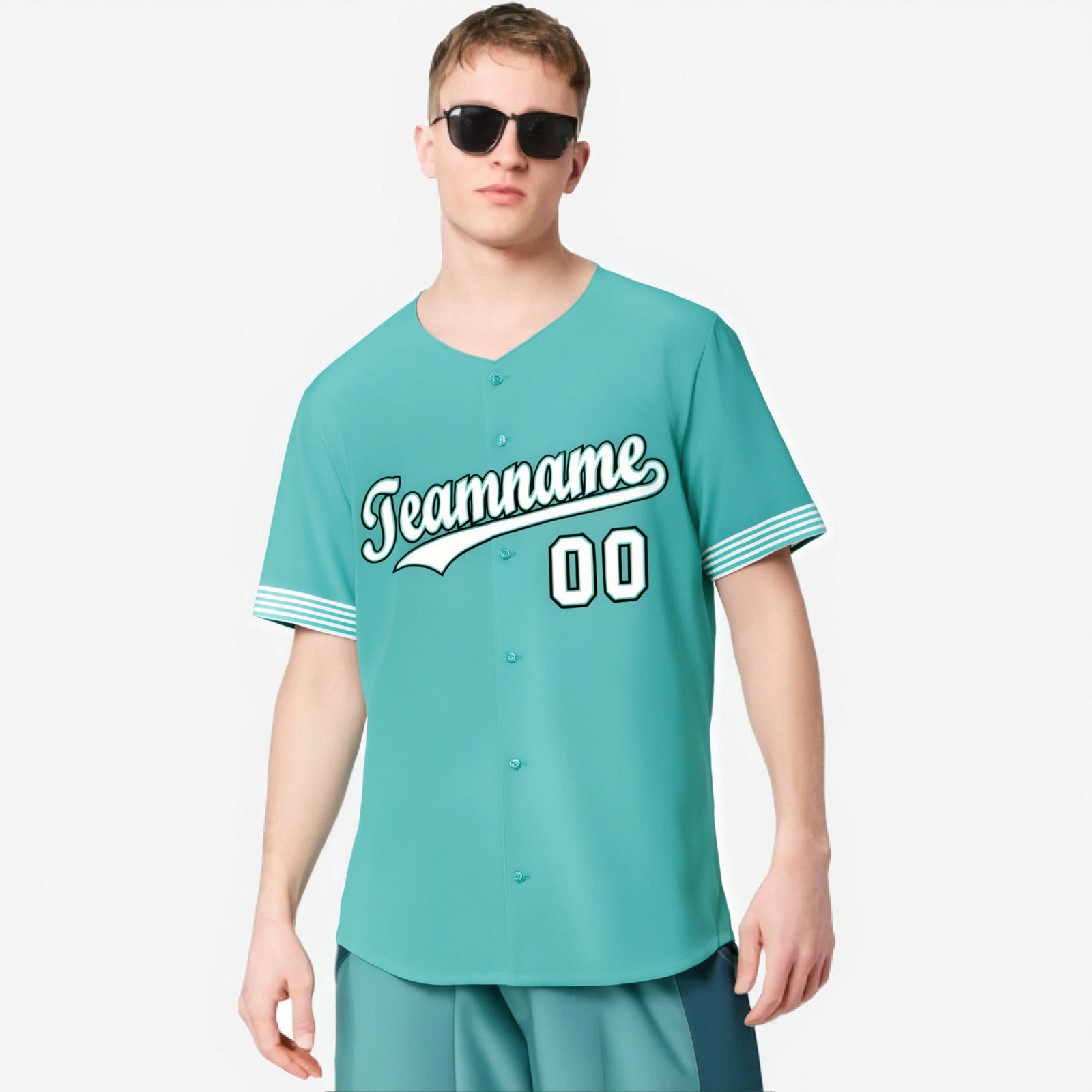 Custom Aqua White-Black Classic Style Authentic Baseball Jersey