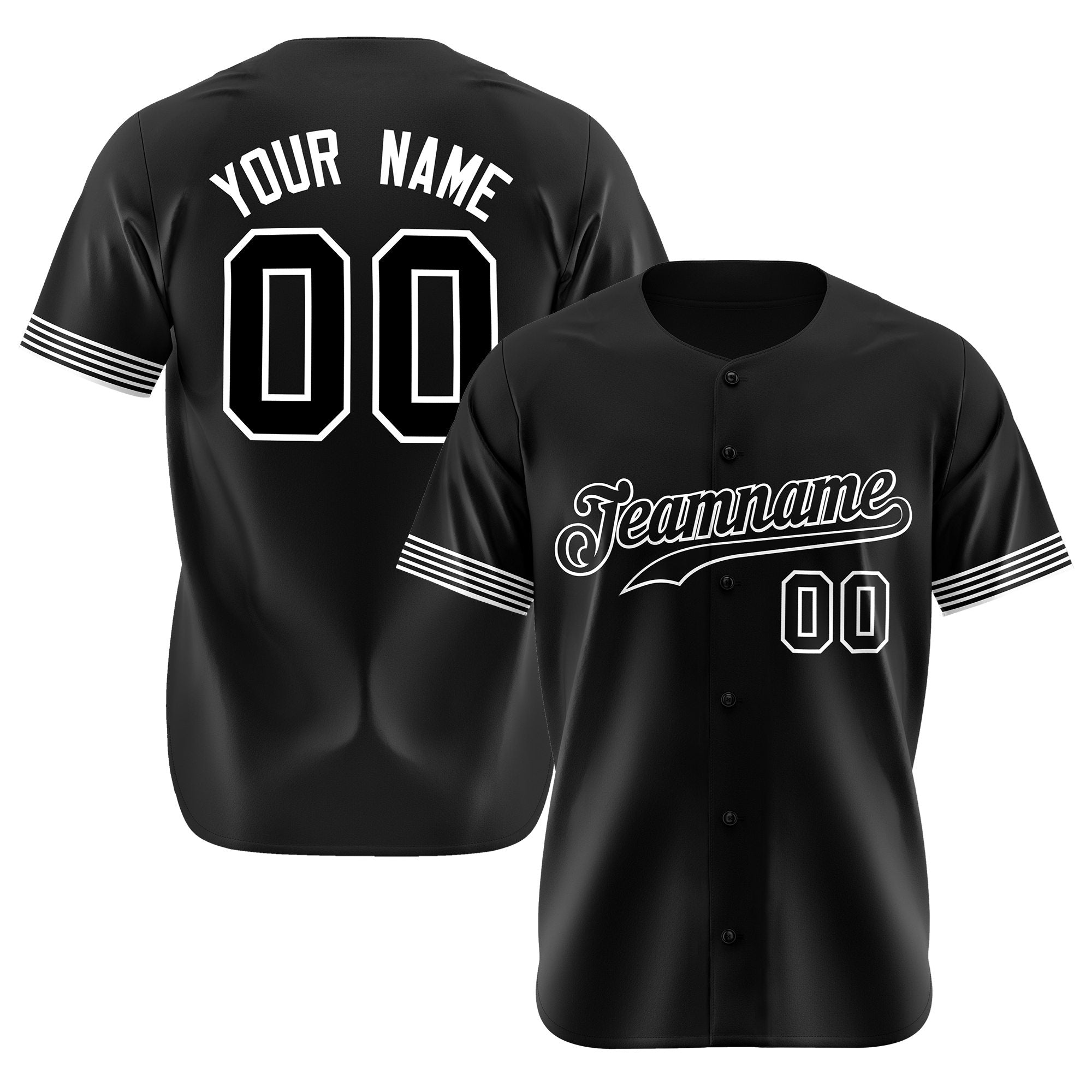 Custom Black Black-White Classic Style Authentic Baseball Jersey