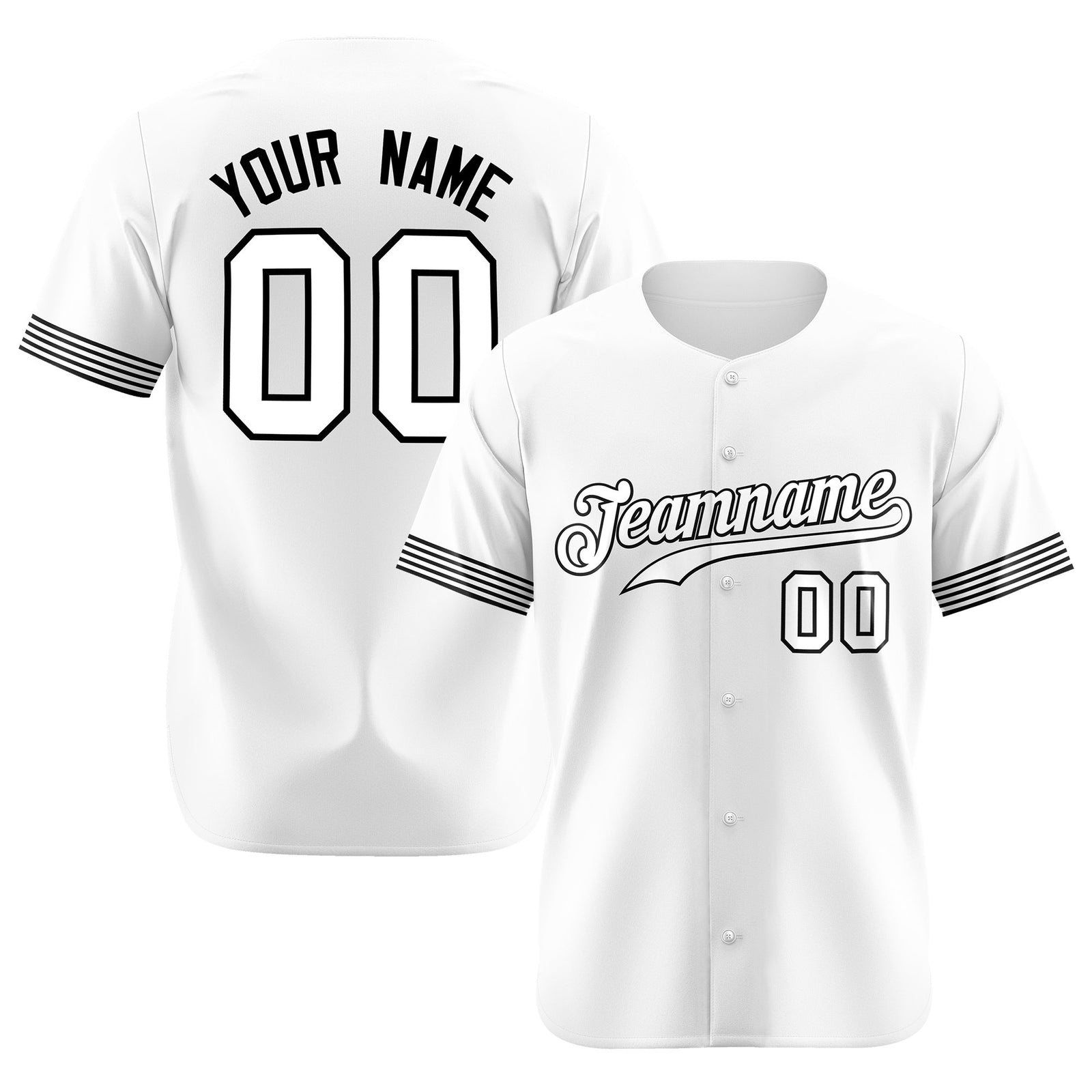 Custom White Black-White Classic Style Authentic Baseball Jersey