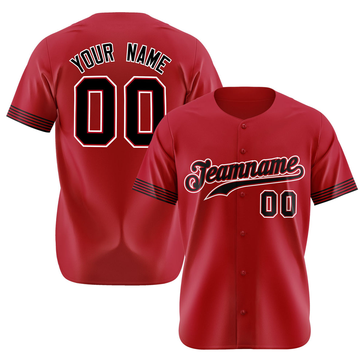 Custom Red Black-White Classic Style Authentic Baseball Jersey