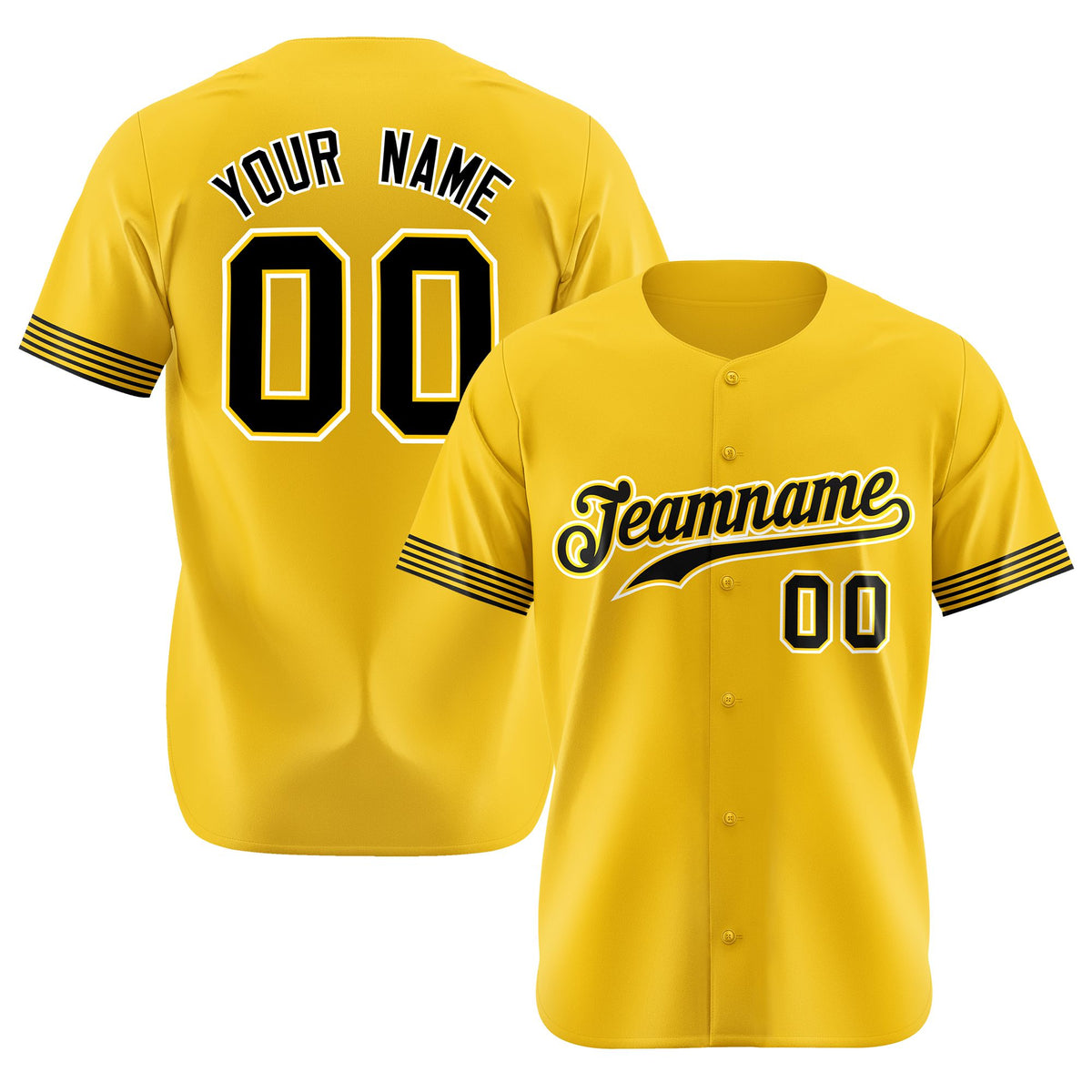 Custom Gold Black-White Classic Style Authentic Baseball Jersey