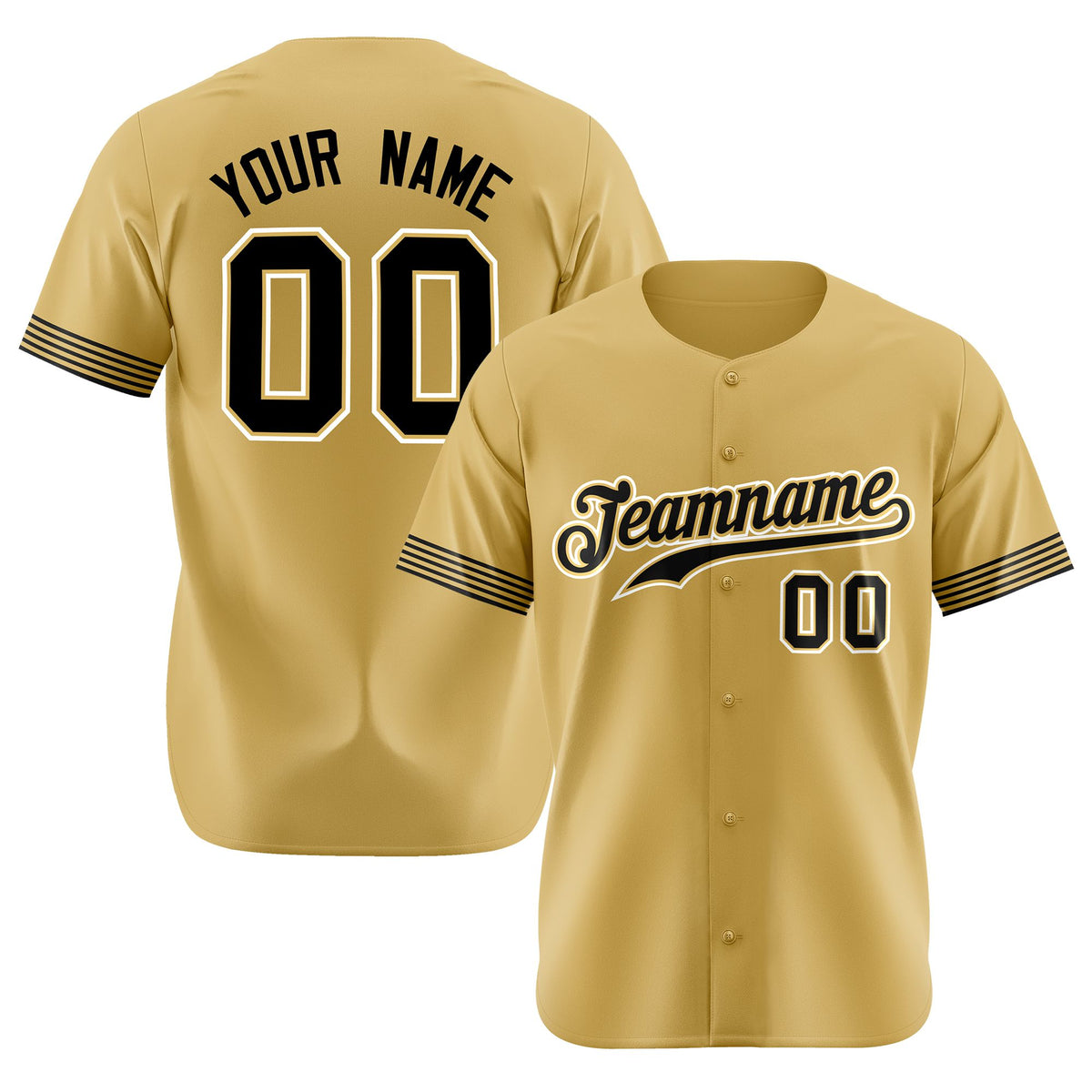 Custom Old Gold Black-White Classic Style Authentic Baseball Jersey