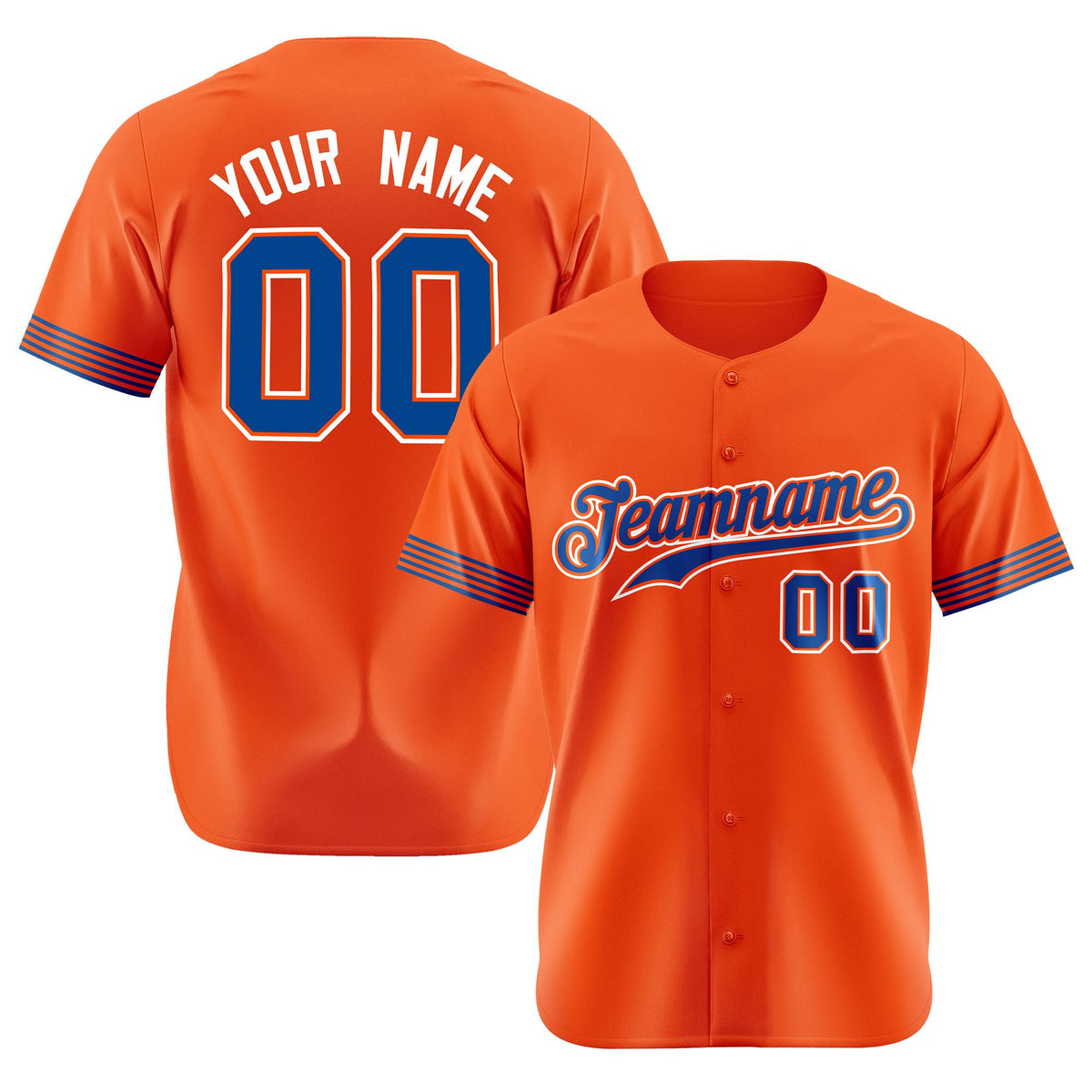 Custom Orange Royal Blue-White Classic Style Authentic Baseball Jersey