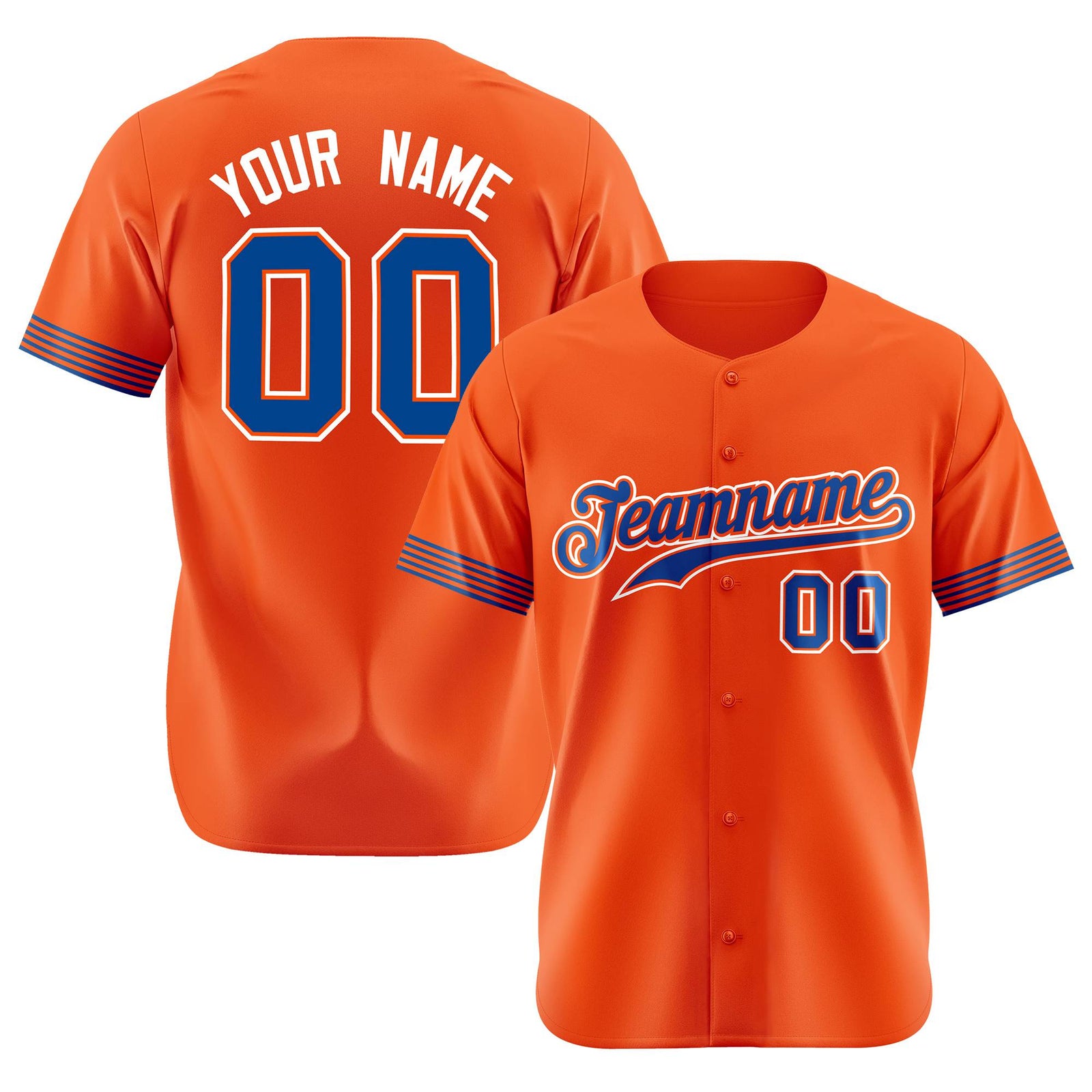 Custom Orange Royal Blue-White Classic Style Authentic Baseball Jersey