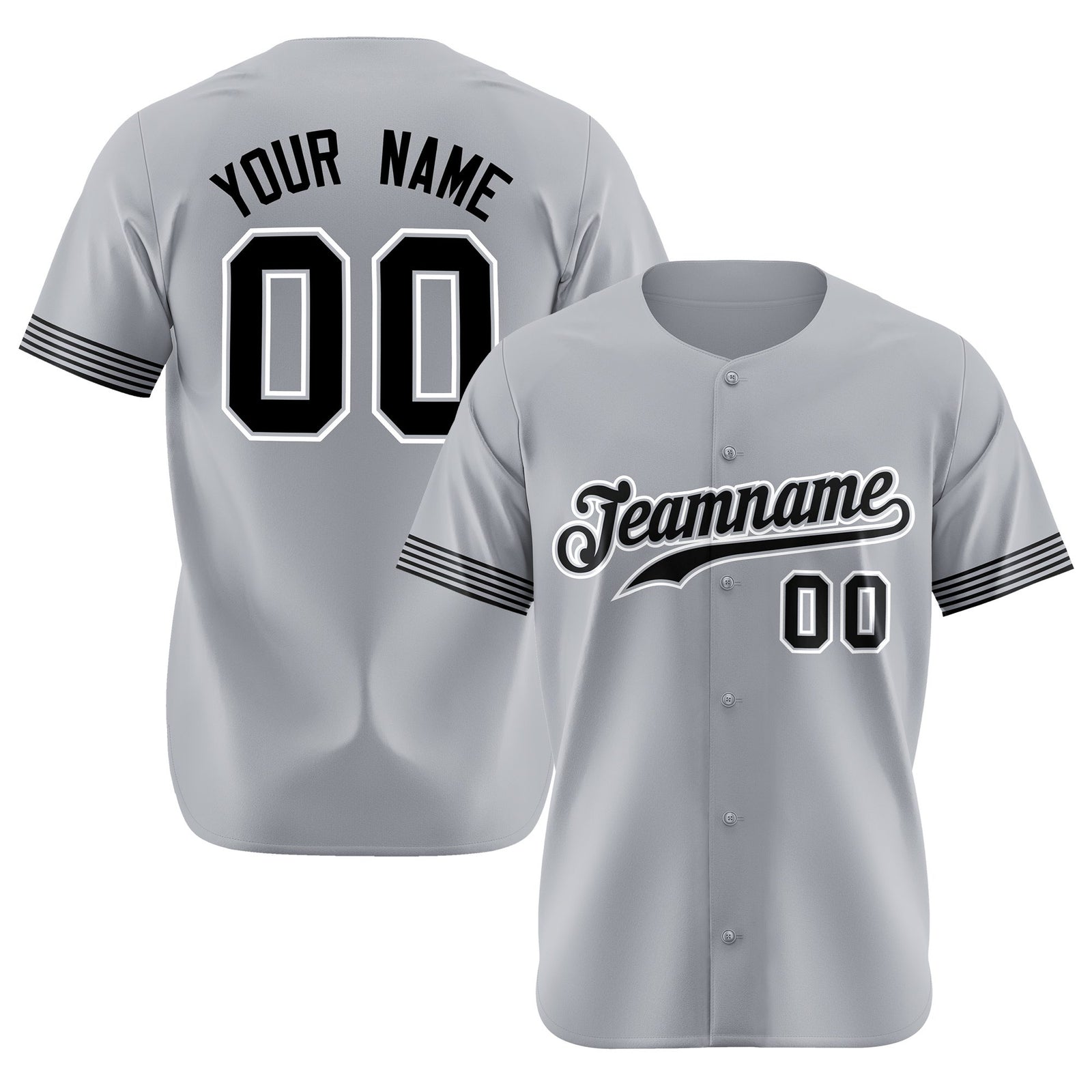 Custom Gray Black-White Classic Style Authentic Baseball Jersey