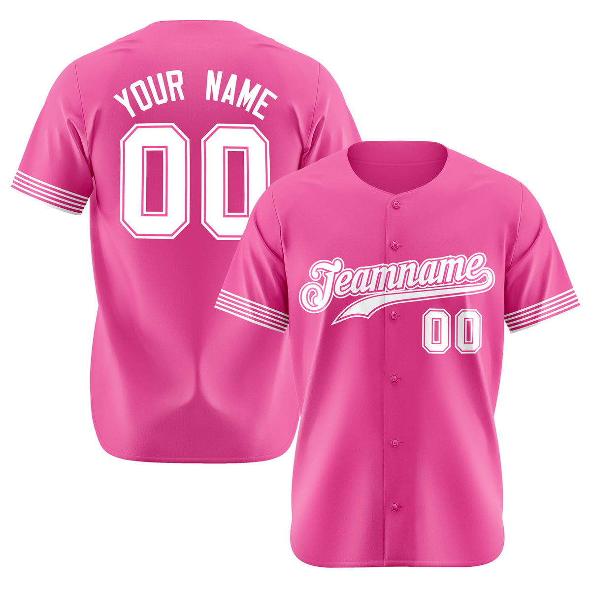 Custom Pink White Classic Style Authentic Baseball Jersey