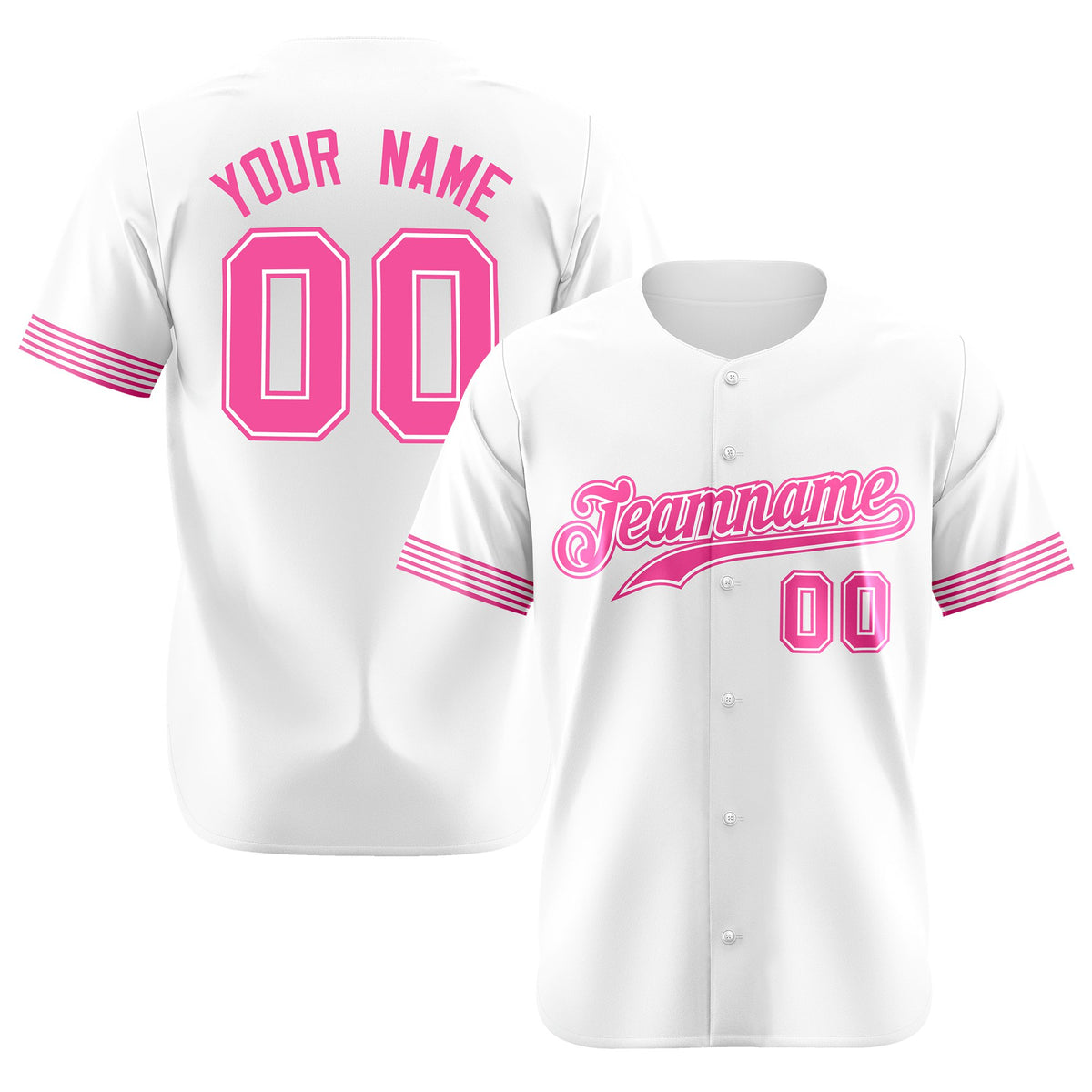 Custom White Pink Classic Style Authentic Baseball Jersey