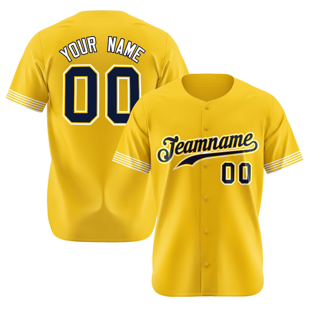 Custom Gold Navy-Black Classic Style Authentic Baseball Jersey