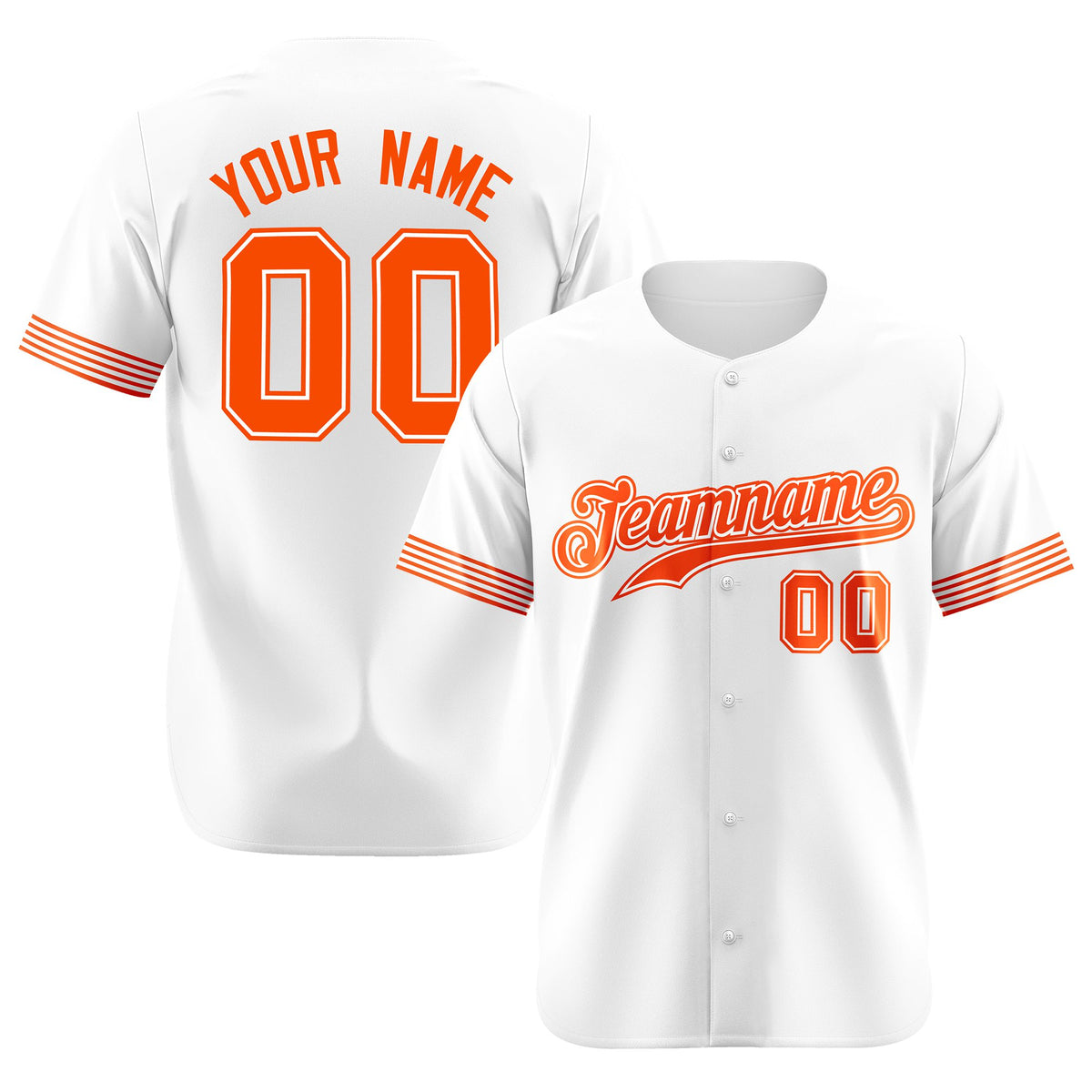 Custom White Orange Classic Style Authentic Baseball Jersey