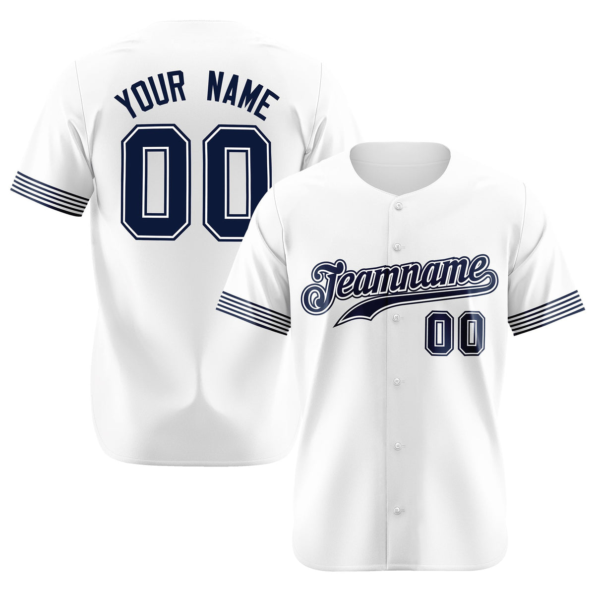 Custom White Navy Classic Style Authentic Baseball Jersey