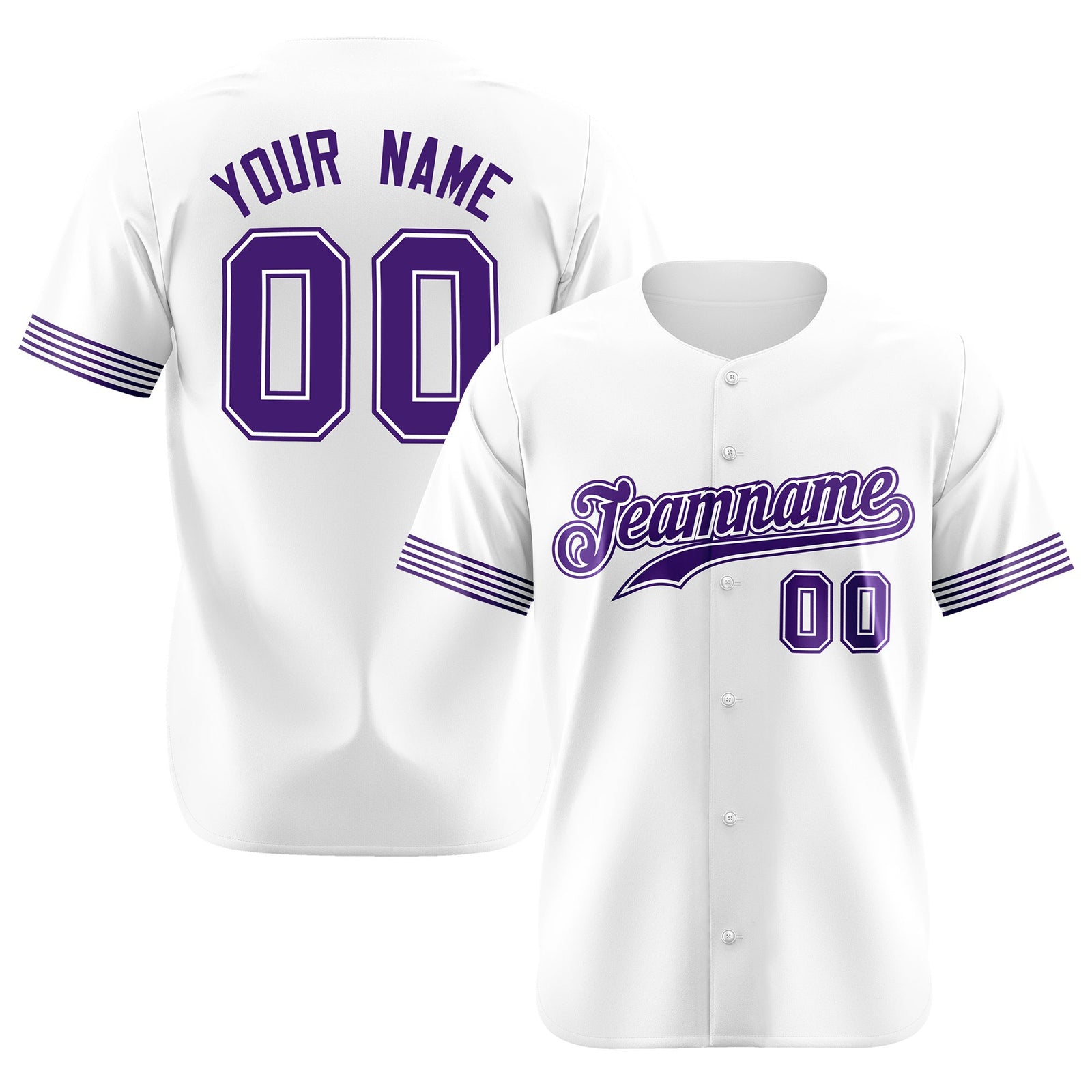 Custom White Purple Classic Style Authentic Baseball Jersey