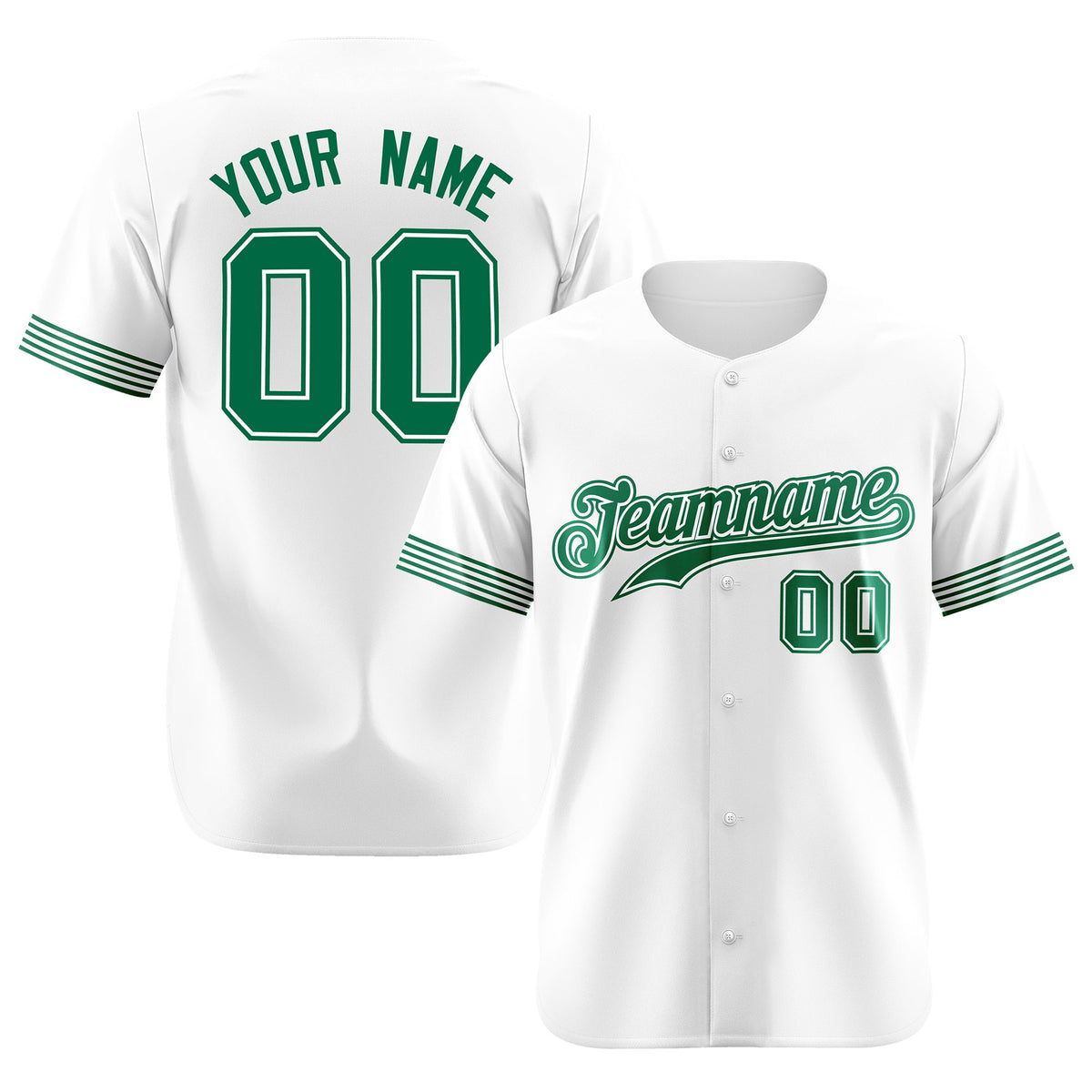 Custom White Kelly Green Classic Style Authentic Baseball Jersey