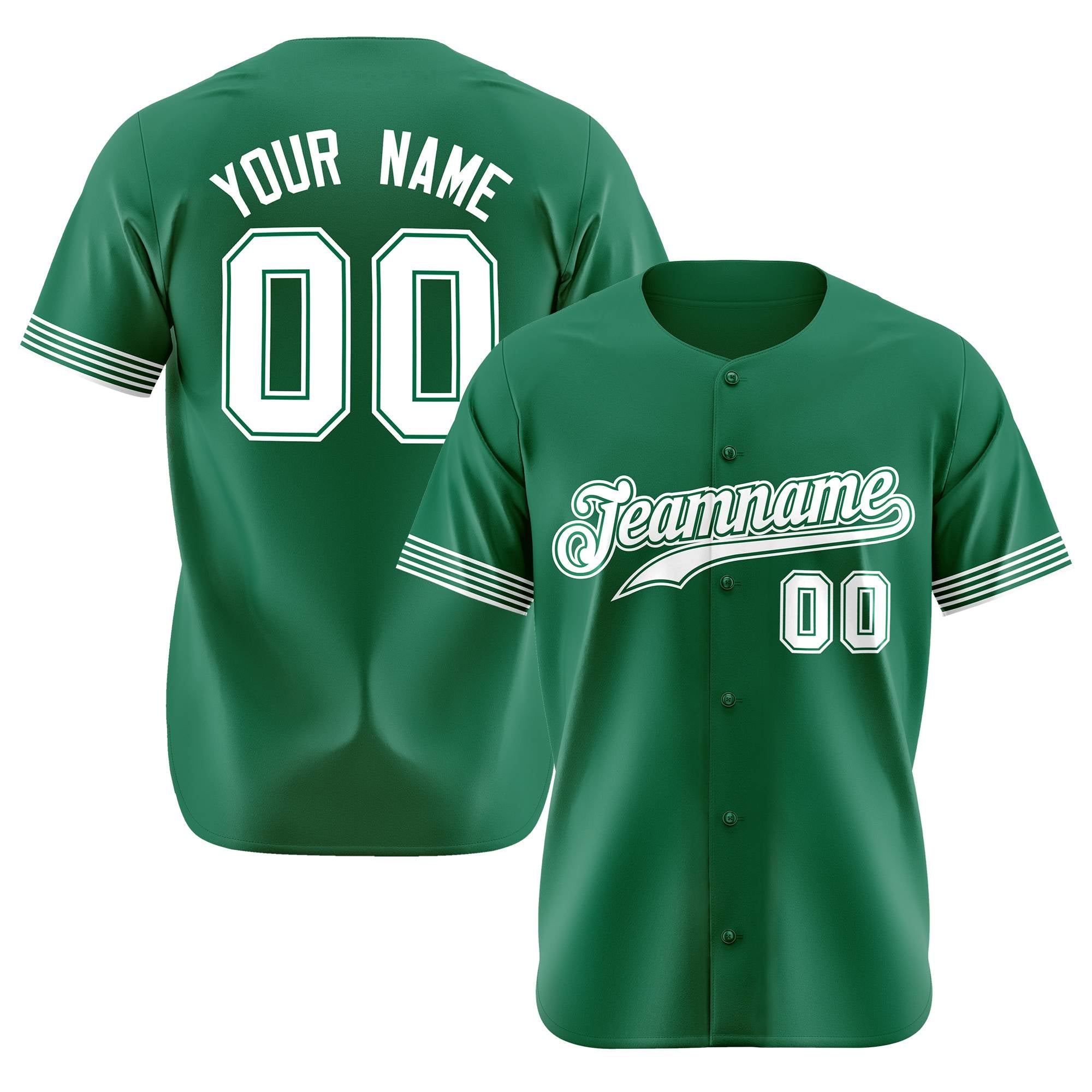 Custom Kelly Green White Classic Style Authentic Baseball Jersey