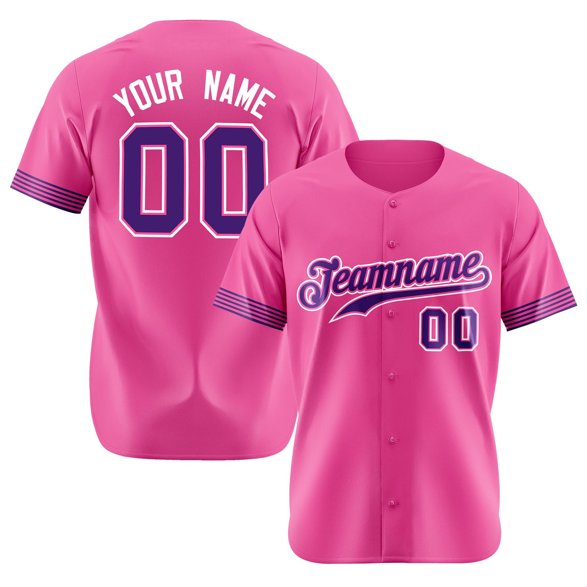 Custom Pink Purple-White Classic Style Authentic Baseball Jersey