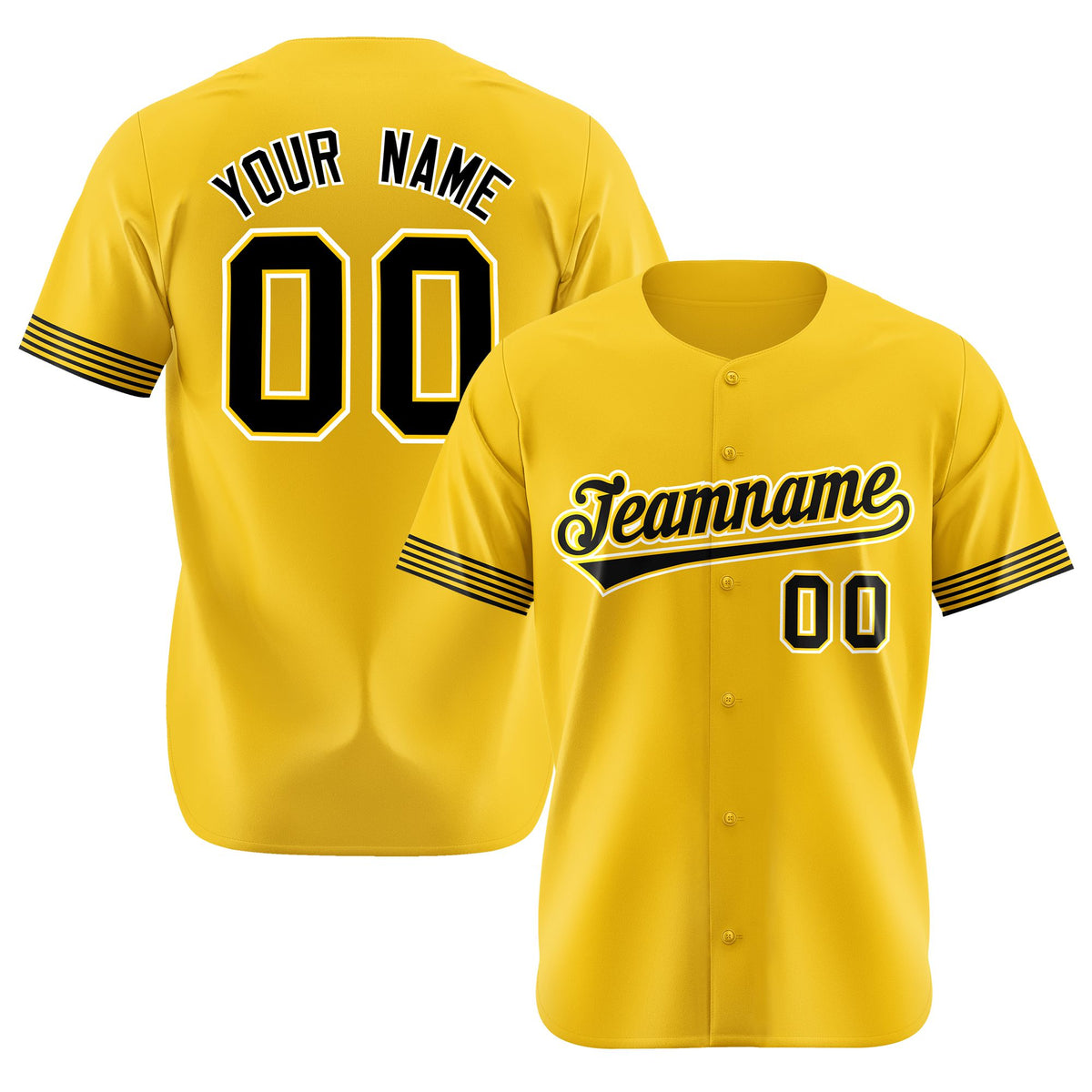 Custom Gold Black-White Classic Style Authentic Baseball Jersey