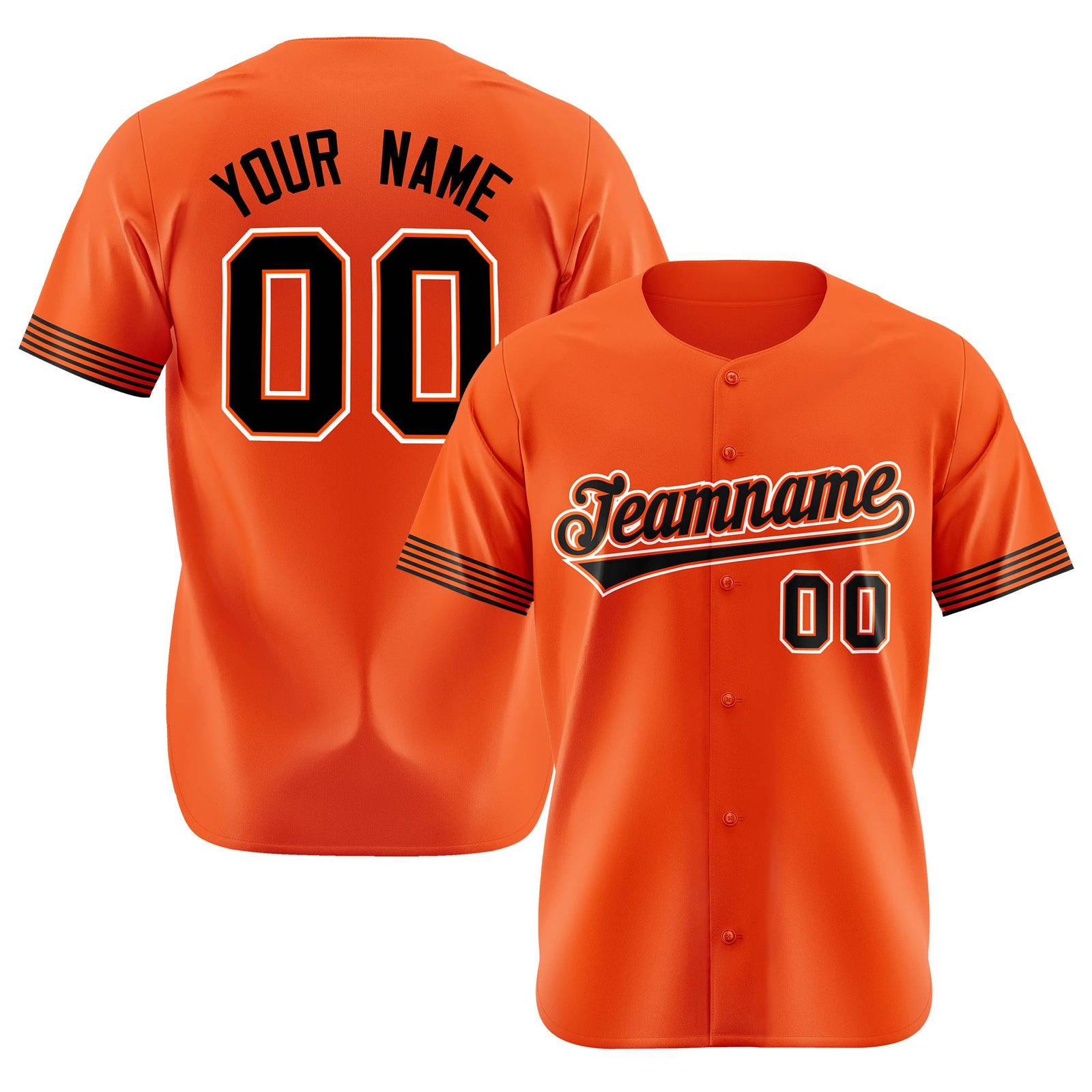Custom Orange Black-White Classic Style Authentic Baseball Jersey