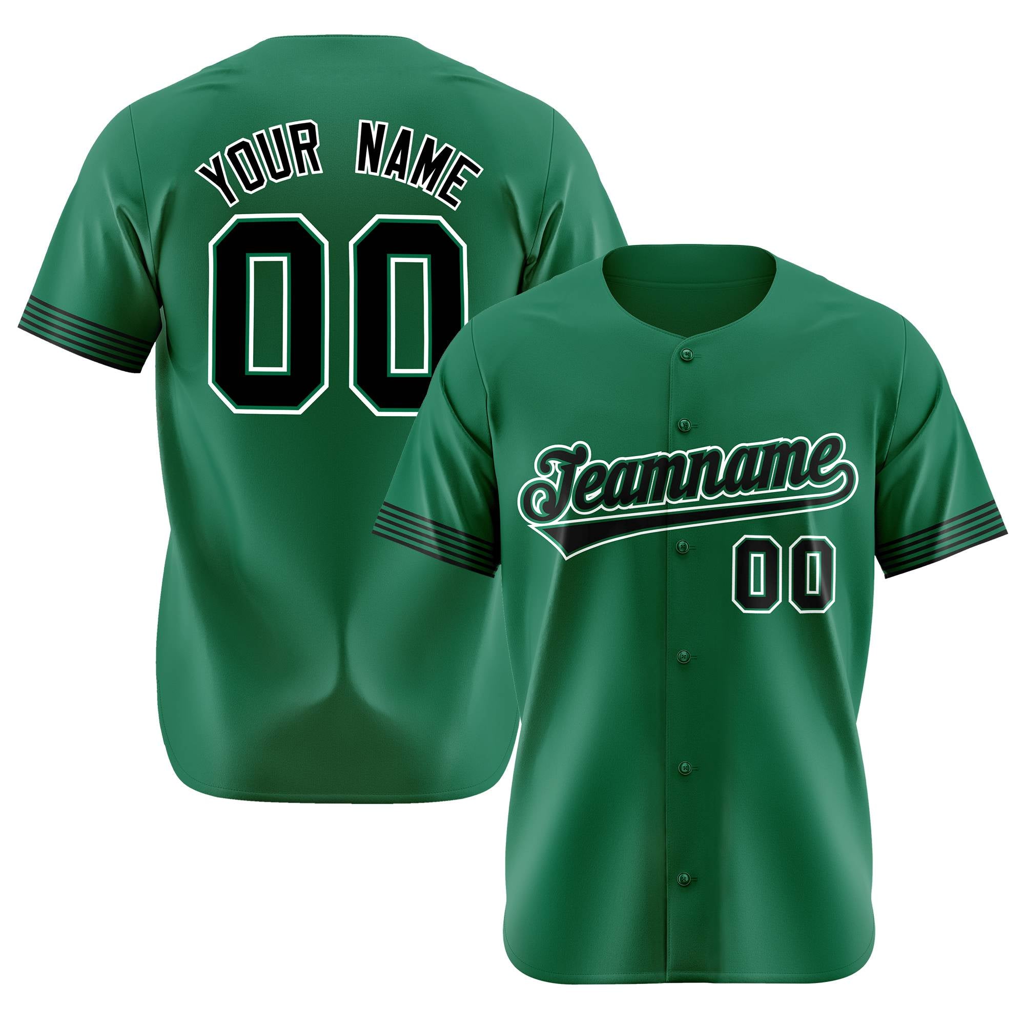 Custom Kelly Green Black-White Classic Style Authentic Baseball Jersey