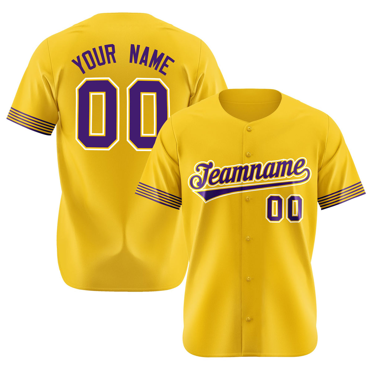 Custom Gold Purple-White Classic Style Authentic Baseball Jersey