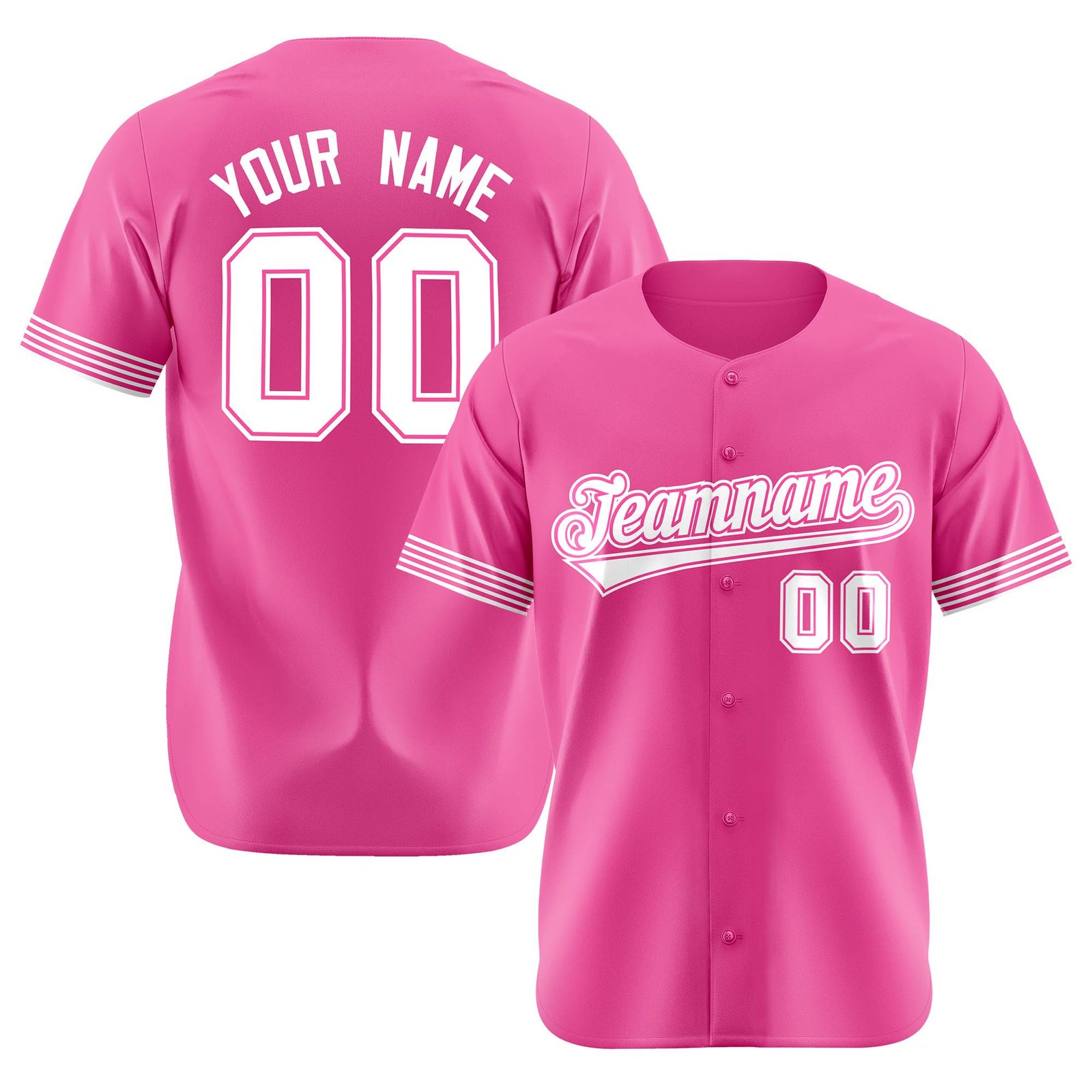 Custom Pink White Classic Style Authentic Baseball Jersey