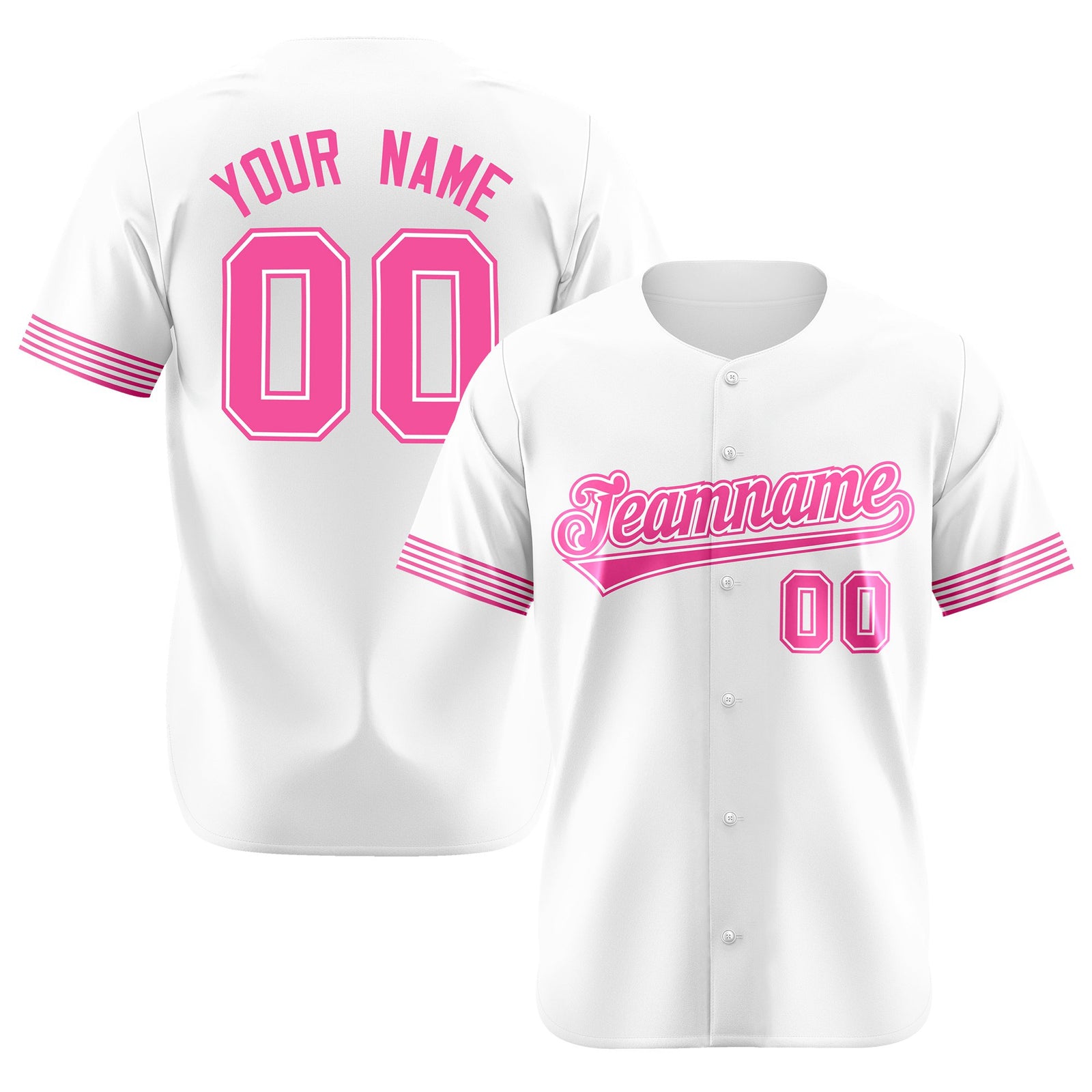 Custom White Pink Classic Style Authentic Baseball Jersey