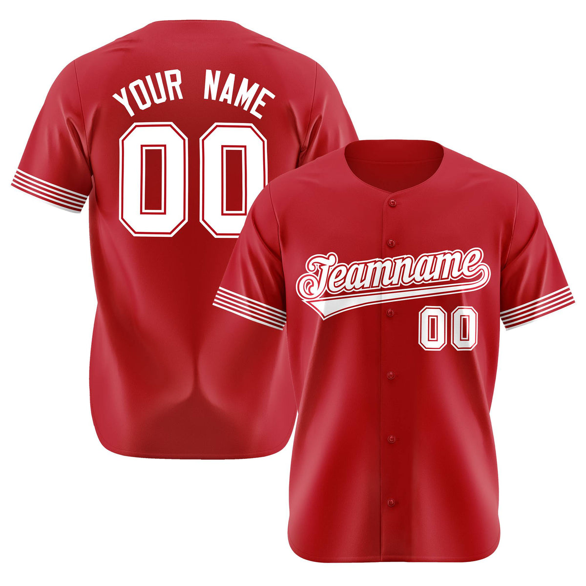 Custom Red White Classic Style Authentic Baseball Jersey