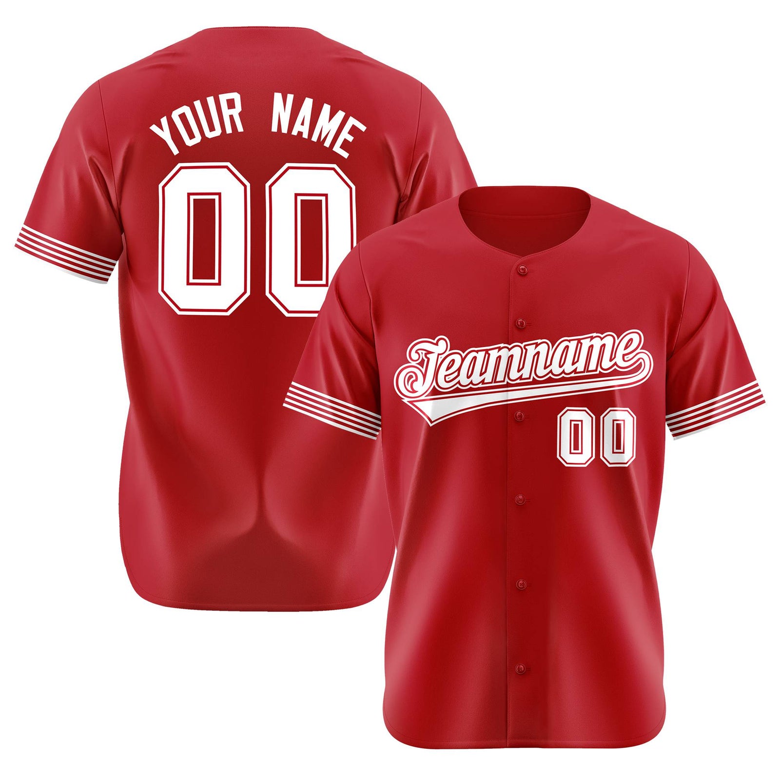 Custom Red White Classic Style Authentic Baseball Jersey