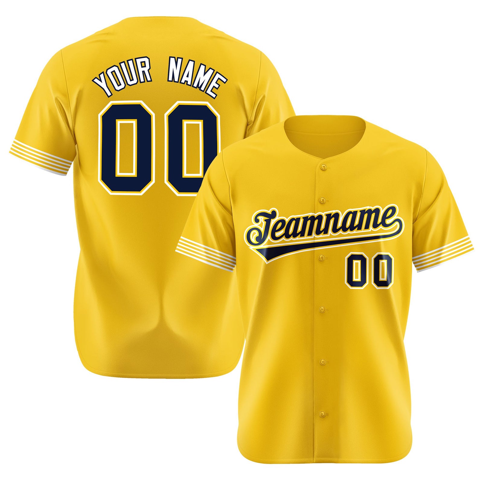 Custom Gold Navy-Black Classic Style Authentic Baseball Jersey