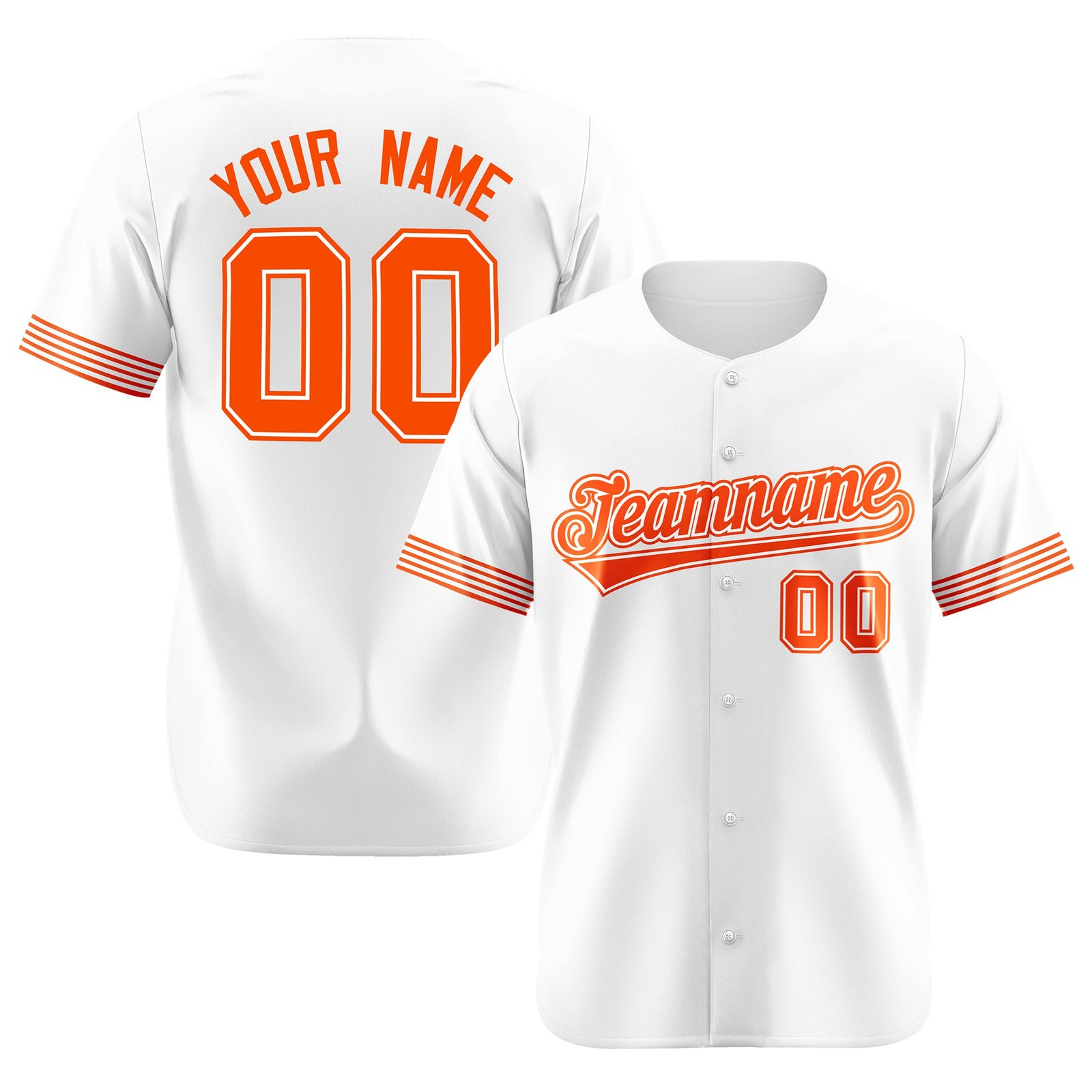 Custom White Orange Classic Style Authentic Baseball Jersey