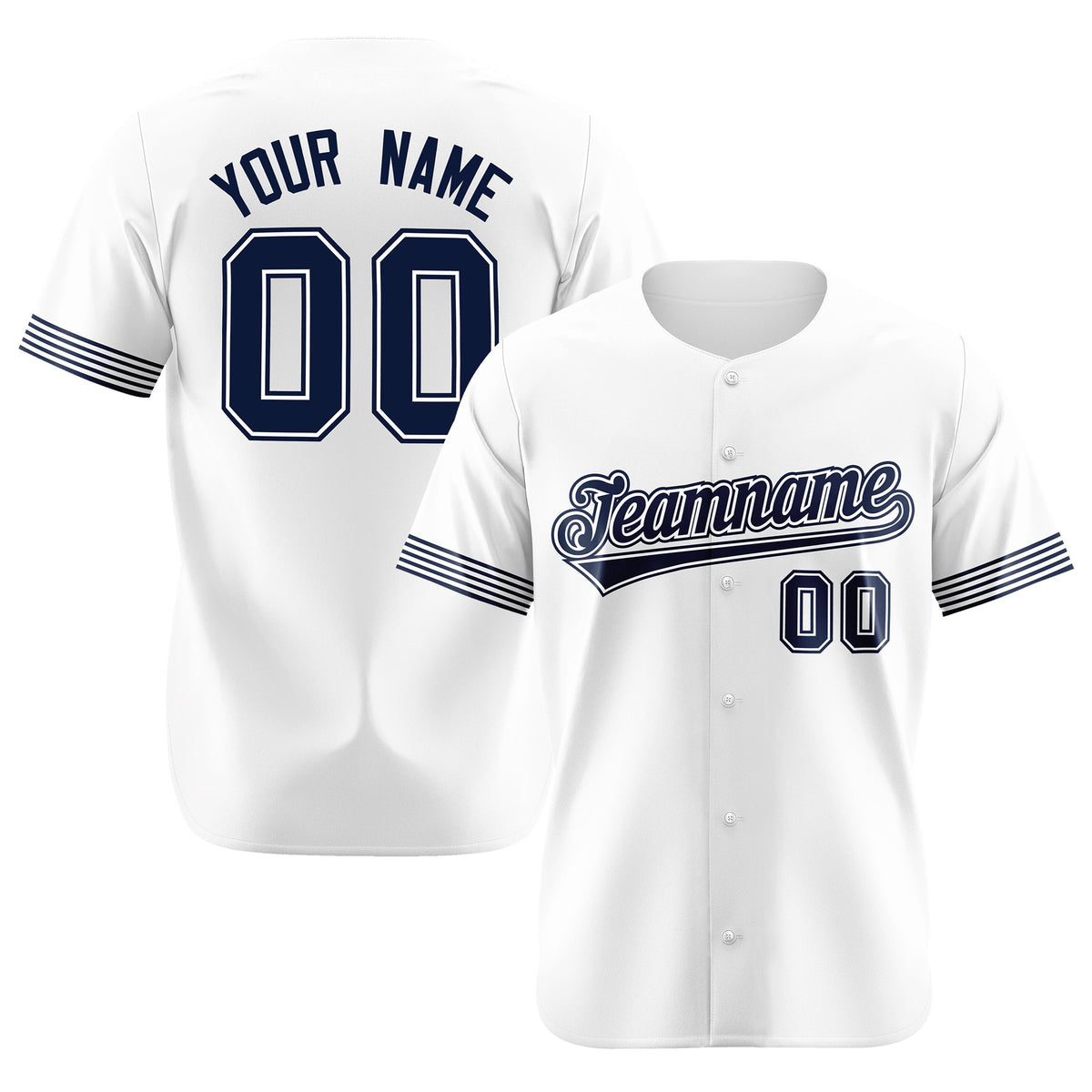 Custom White Navy Classic Style Authentic Baseball Jersey