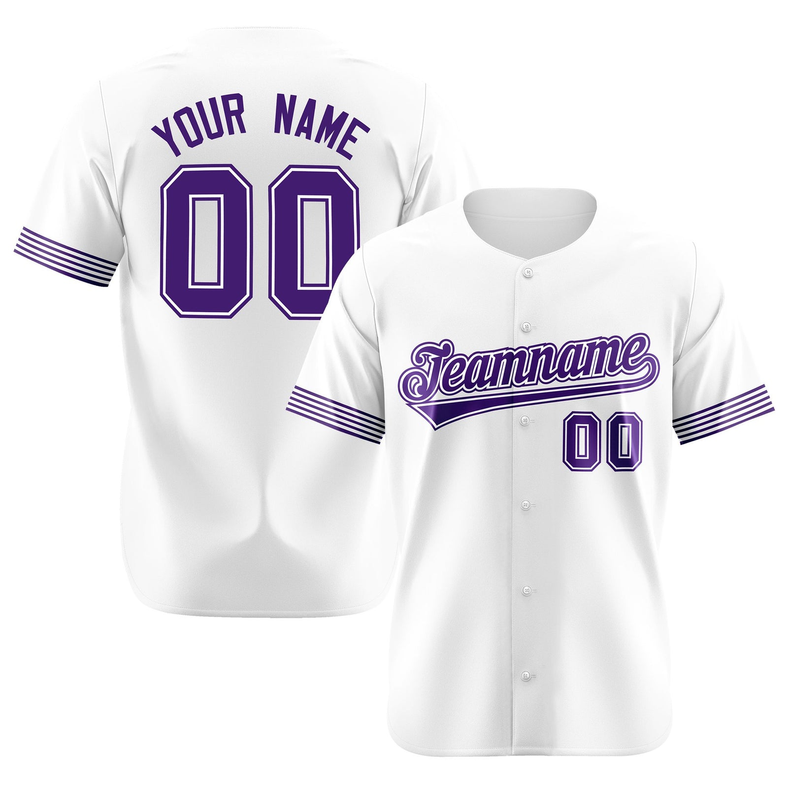 Custom White Purple Classic Style Authentic Baseball Jersey