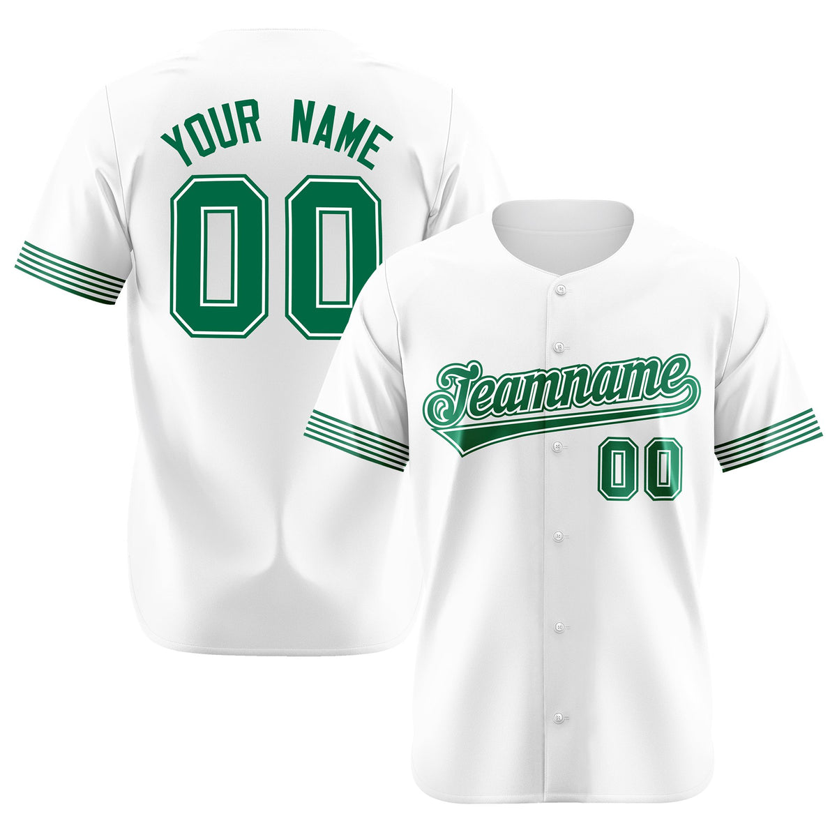 Custom White Kelly Green Classic Style Authentic Baseball Jersey