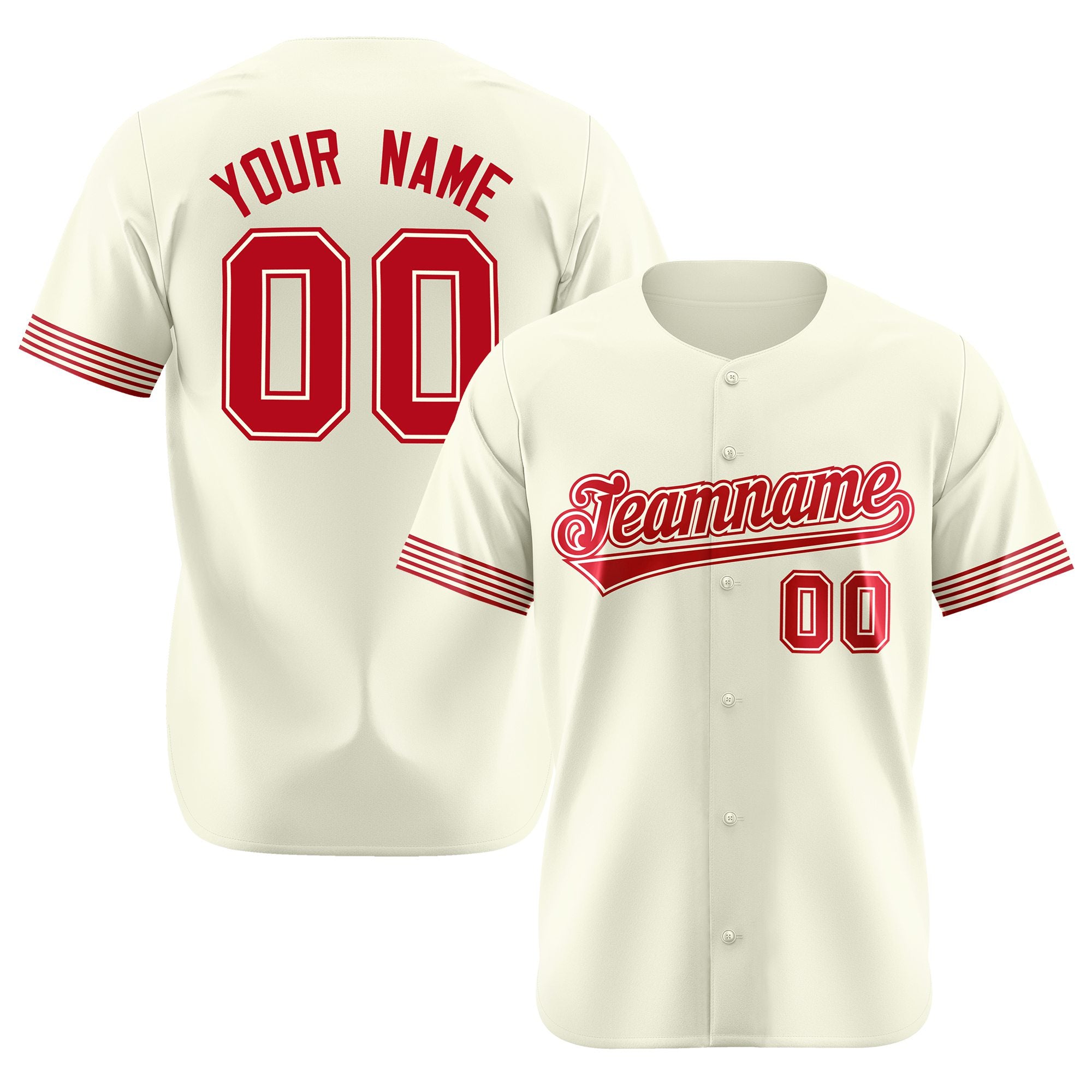 Custom Cream Red-White Classic Style Authentic Baseball Jersey