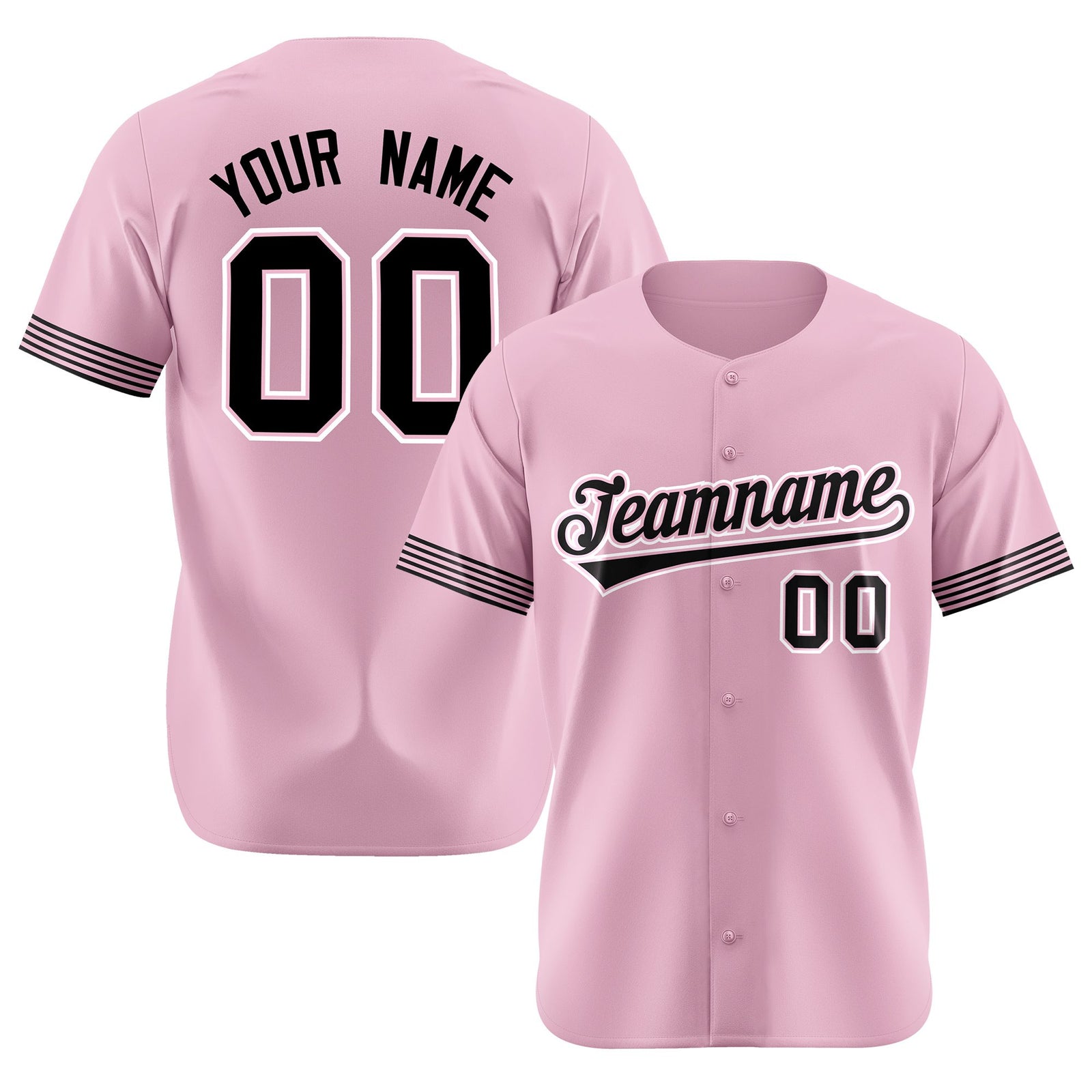 Custom Light Pink Black-White Classic Style Authentic Baseball Jersey
