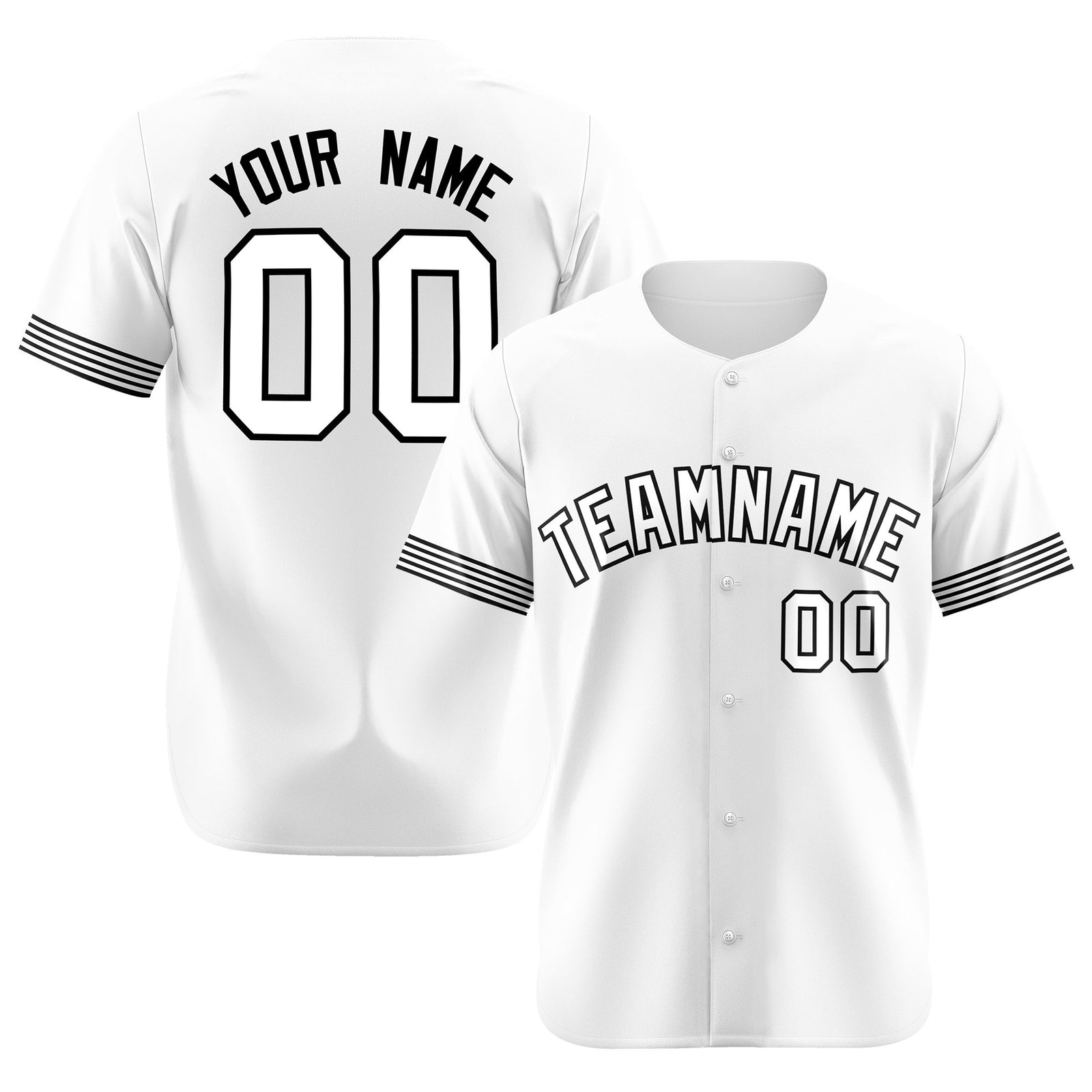 Custom White Black-White Classic Style Authentic Baseball Jersey