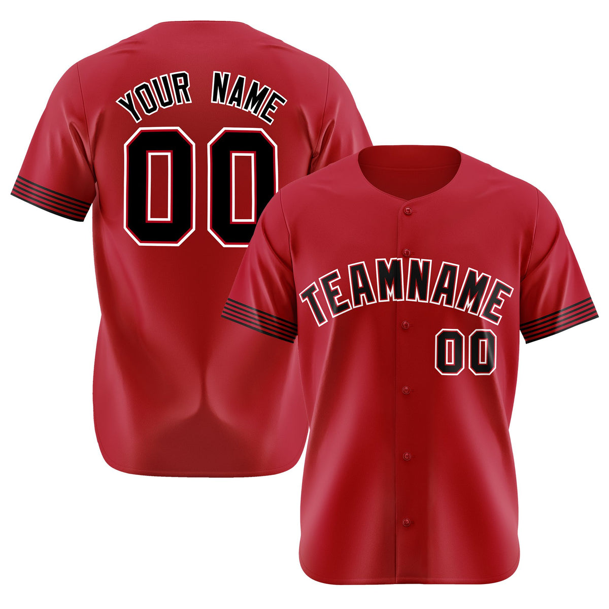 Custom Red Black-White Classic Style Authentic Baseball Jersey