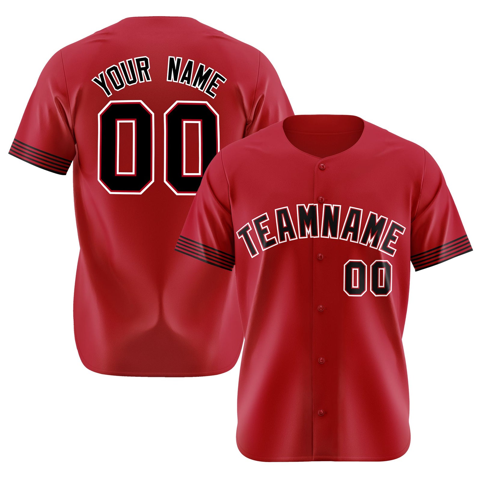Custom Red Black-White Classic Style Authentic Baseball Jersey