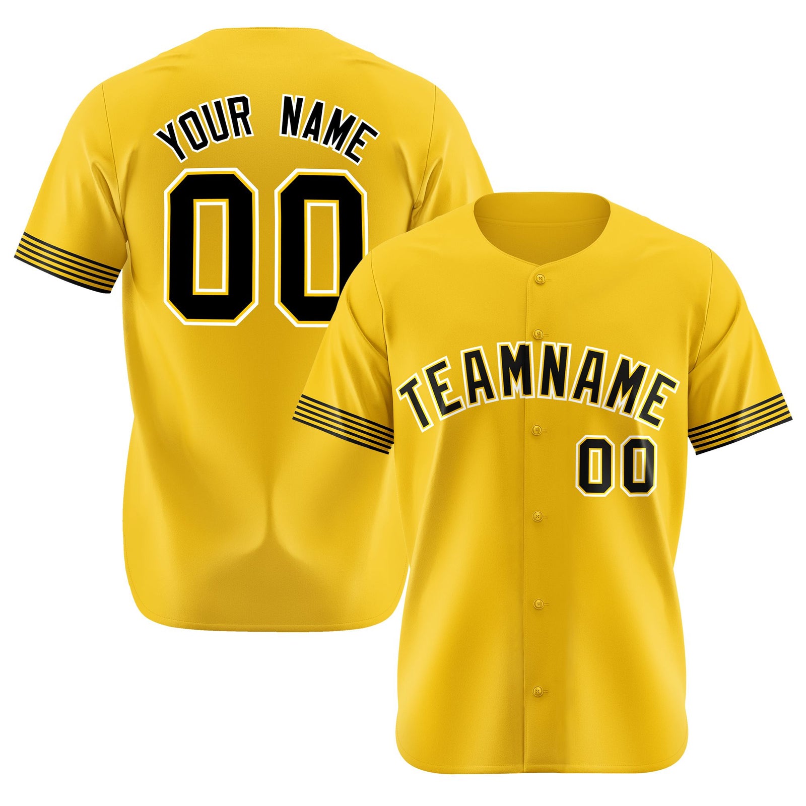 Custom Gold Black-White Classic Style Authentic Baseball Jersey