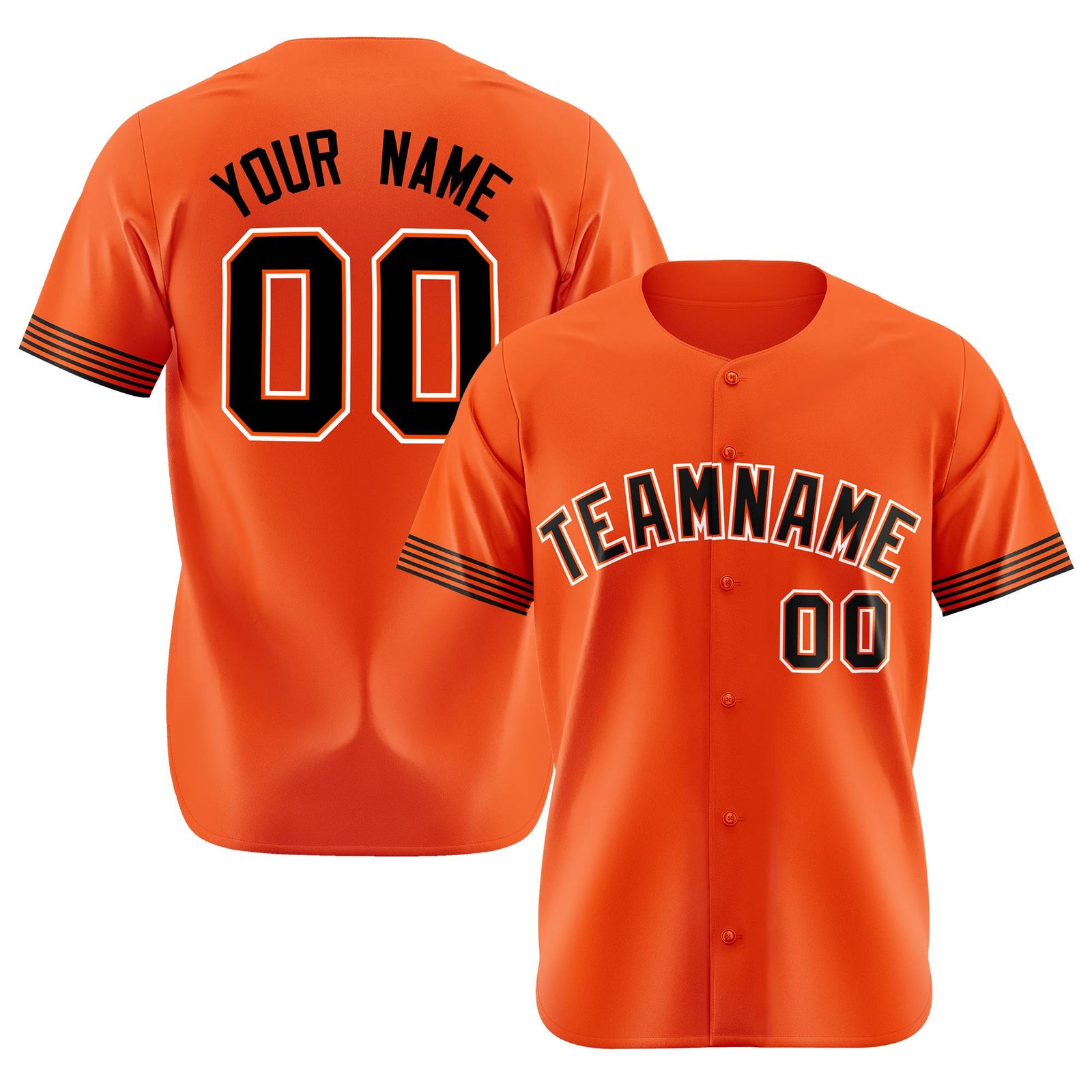 Custom Orange Black-White Classic Style Authentic Baseball Jersey