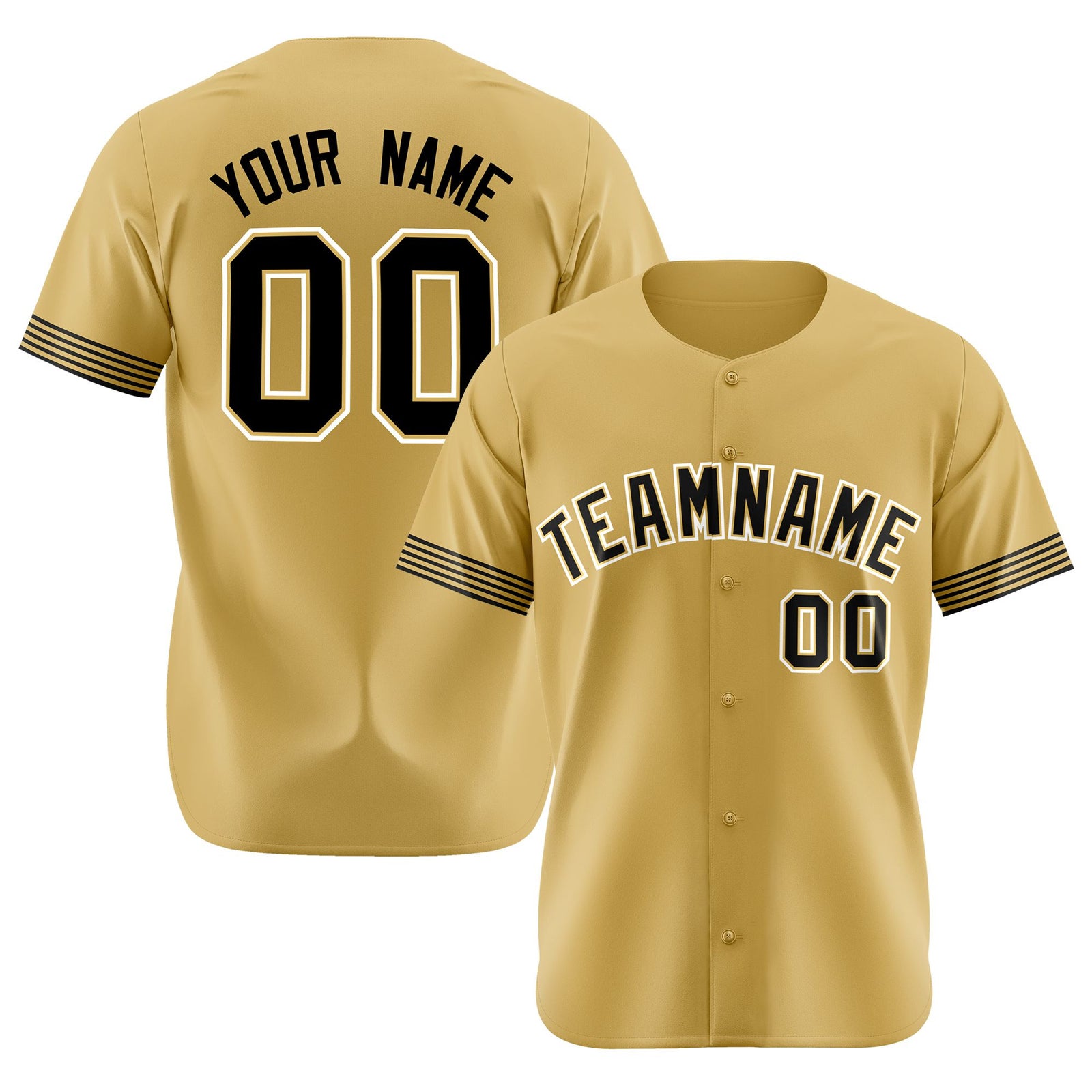 Custom Old Gold Black-White Classic Style Authentic Baseball Jersey
