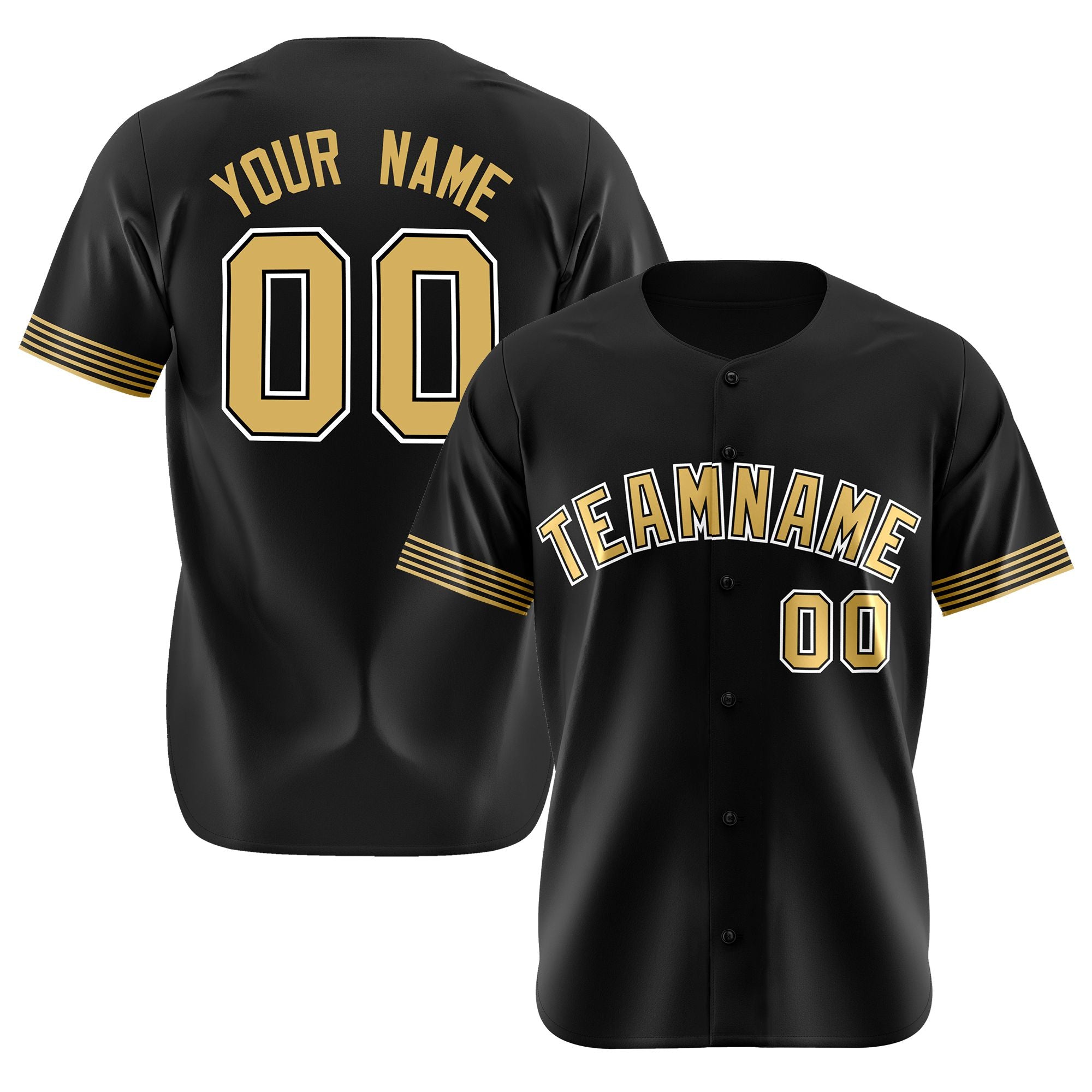 Custom Black Old Gold-White Classic Style Authentic Baseball Jersey