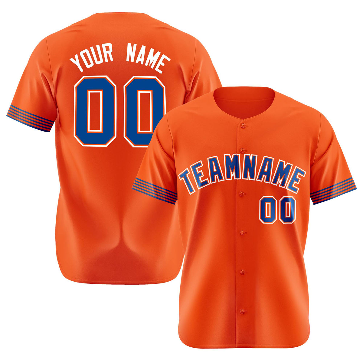 Custom Orange Royal Blue-White Classic Style Authentic Baseball Jersey