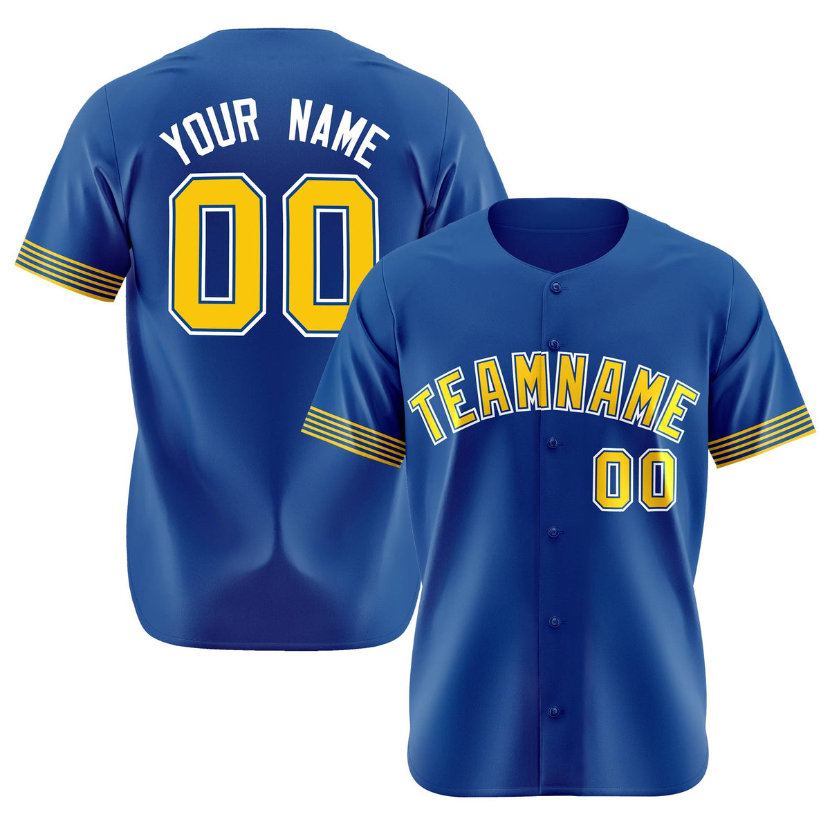 Custom Royal Blue Gold-White Classic Style Authentic Baseball Jersey