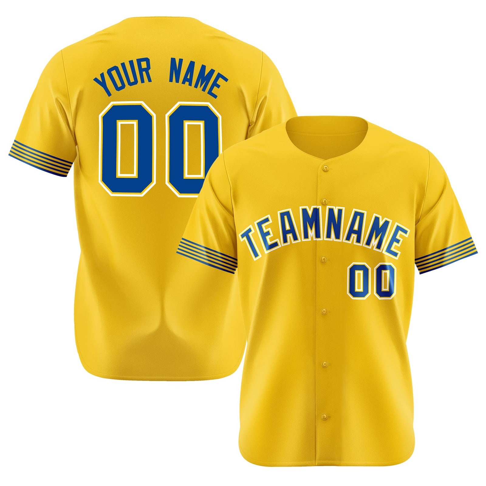 Custom Gold Royal Blue-White Classic Style Authentic Baseball Jersey