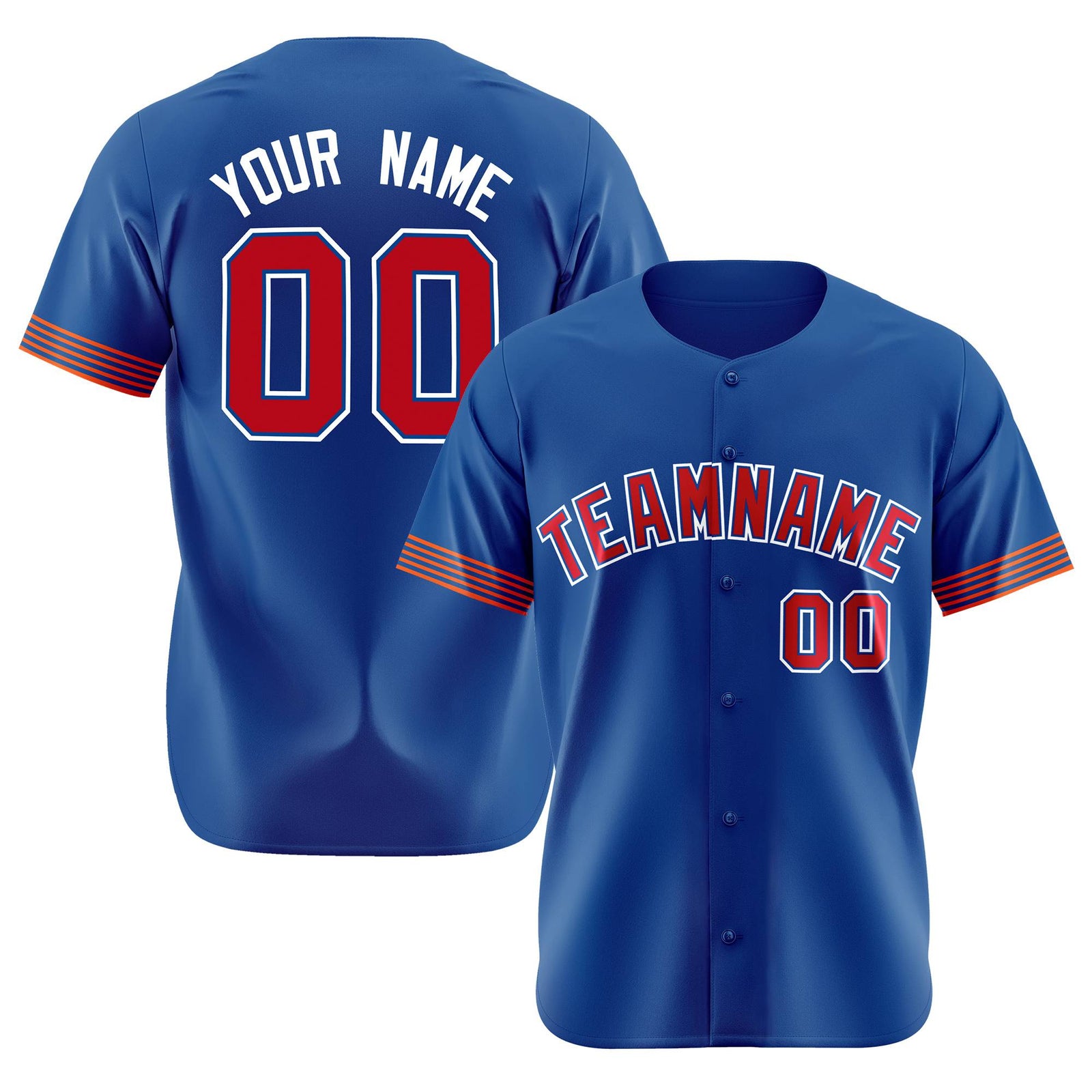 Custom Royal Blue Red-White Classic Style Authentic Baseball Jersey