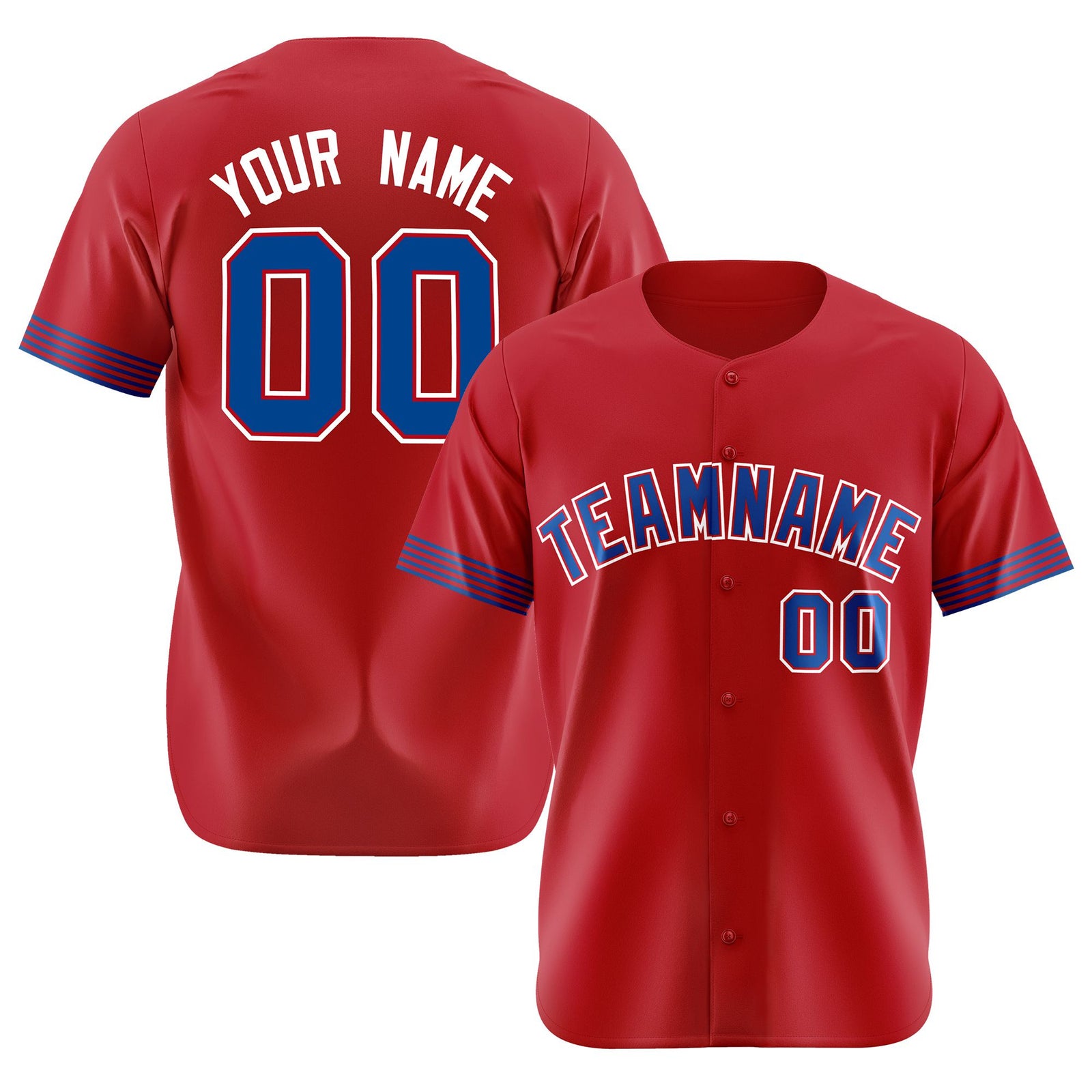 Custom Red Royal Blue-White Classic Style Authentic Baseball Jersey